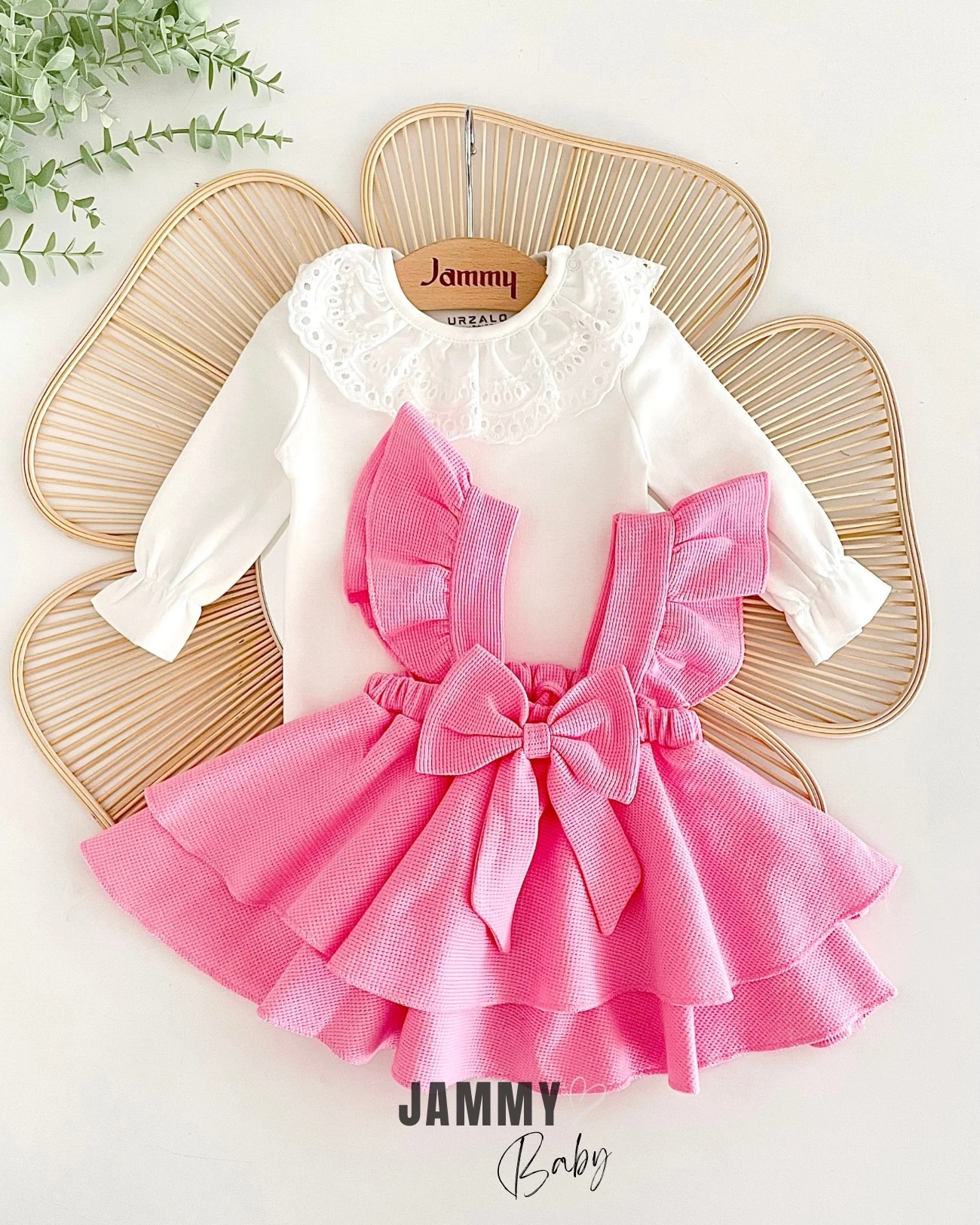 Luana Waffle Jile Elbise Set-PEMBE