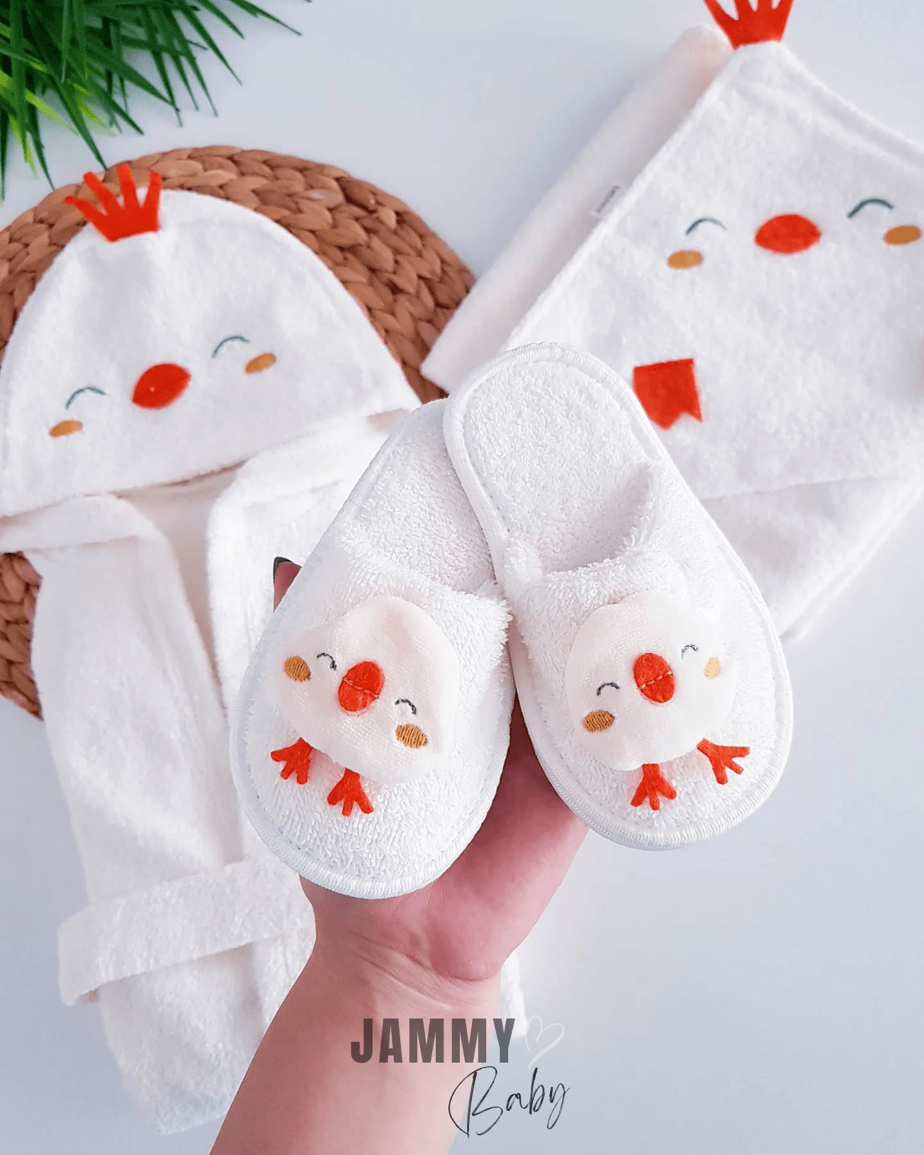 Baby Chick 3 Parça Bornoz Set-EKRU