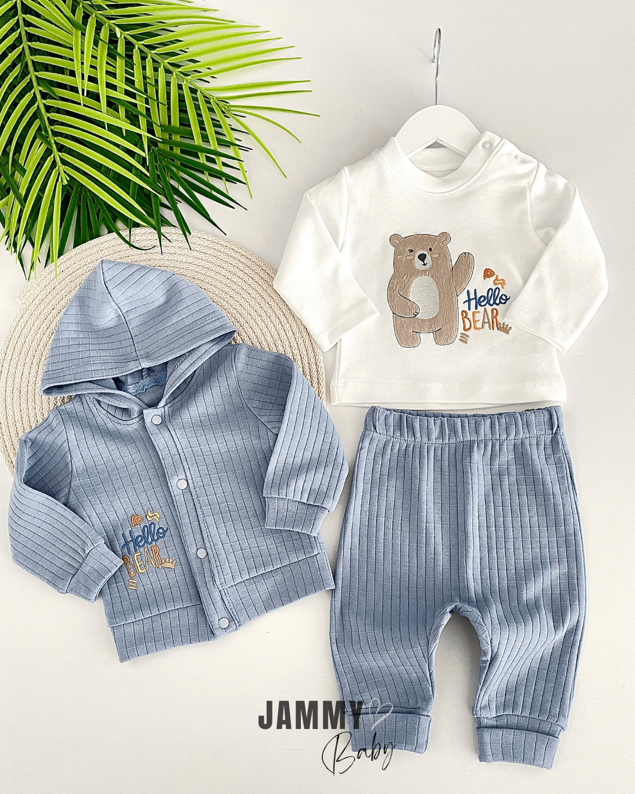 Hello Bear Hırkalı 3'lü Takım-İNDİGO