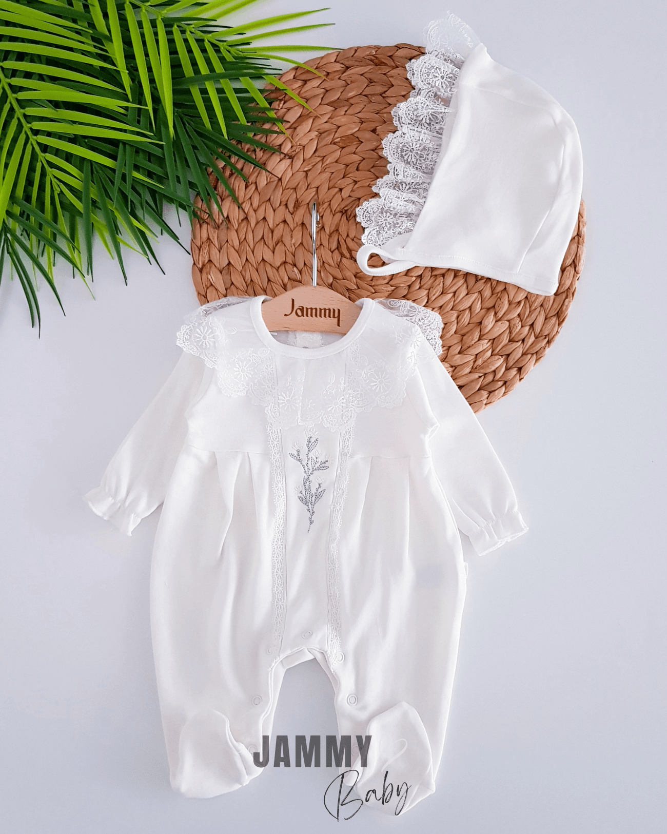 Floral Lace Laura Şapkalı Tulum Set-EKRU
