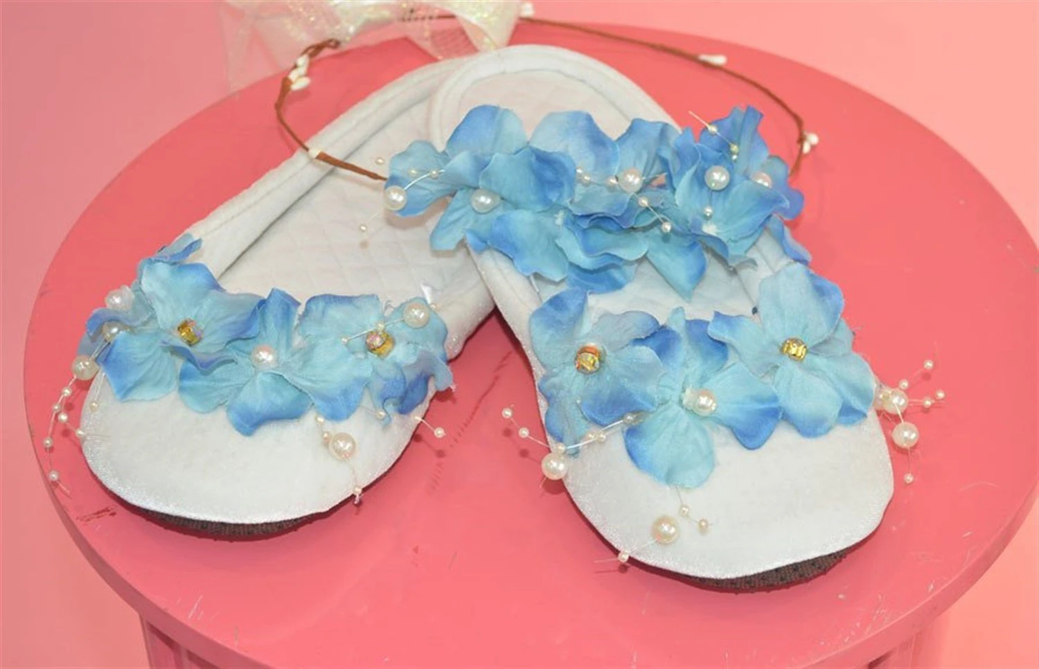 Lohusa Taç & Terlik Seti - MAVİ