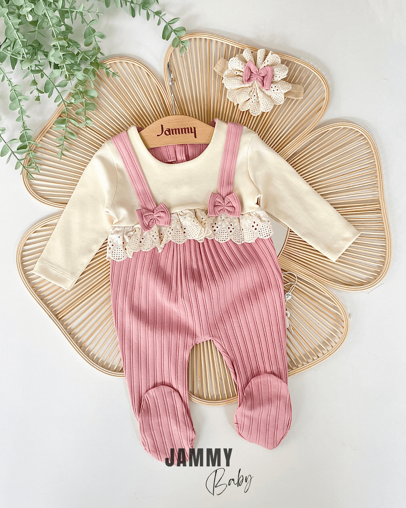 Moneqlia Kaşkorse Bandanalı Tulum Set-GÜLKURUSU