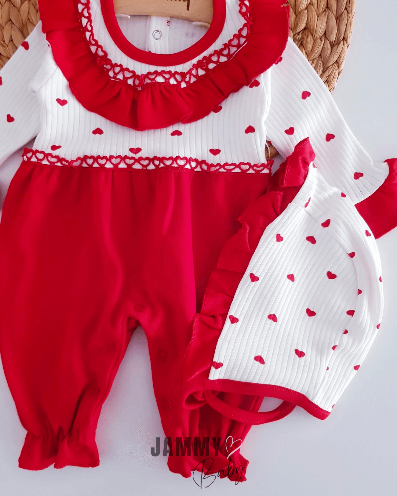 Minik Kalpler Şapkalı Tulum Set-KIRMIZI