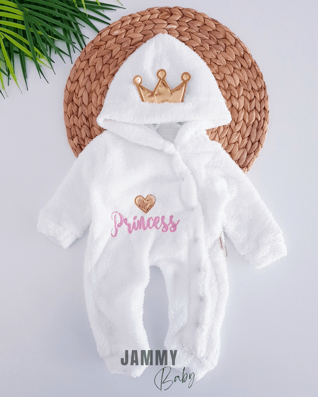 Princess Çıtçıtlı Peluş Tulum-BEYAZ