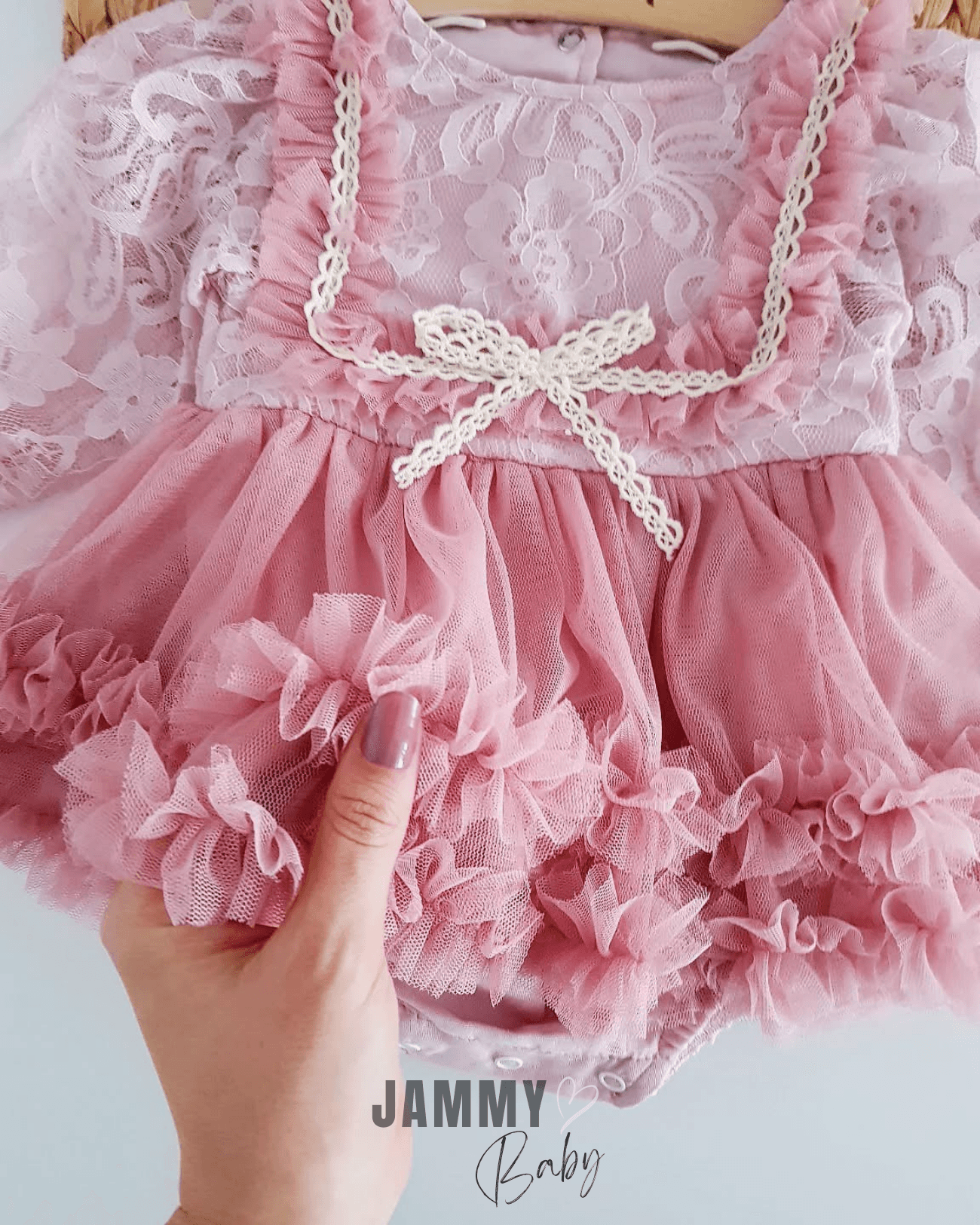Sindirella Dantelli Özel Gün Bodysuit Elbise-GÜL KURUSU