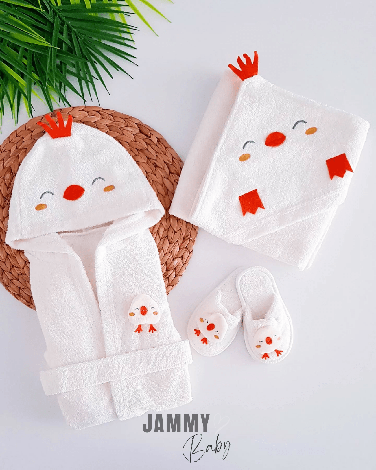 Baby Chick 3 Parça Bornoz Set-EKRU