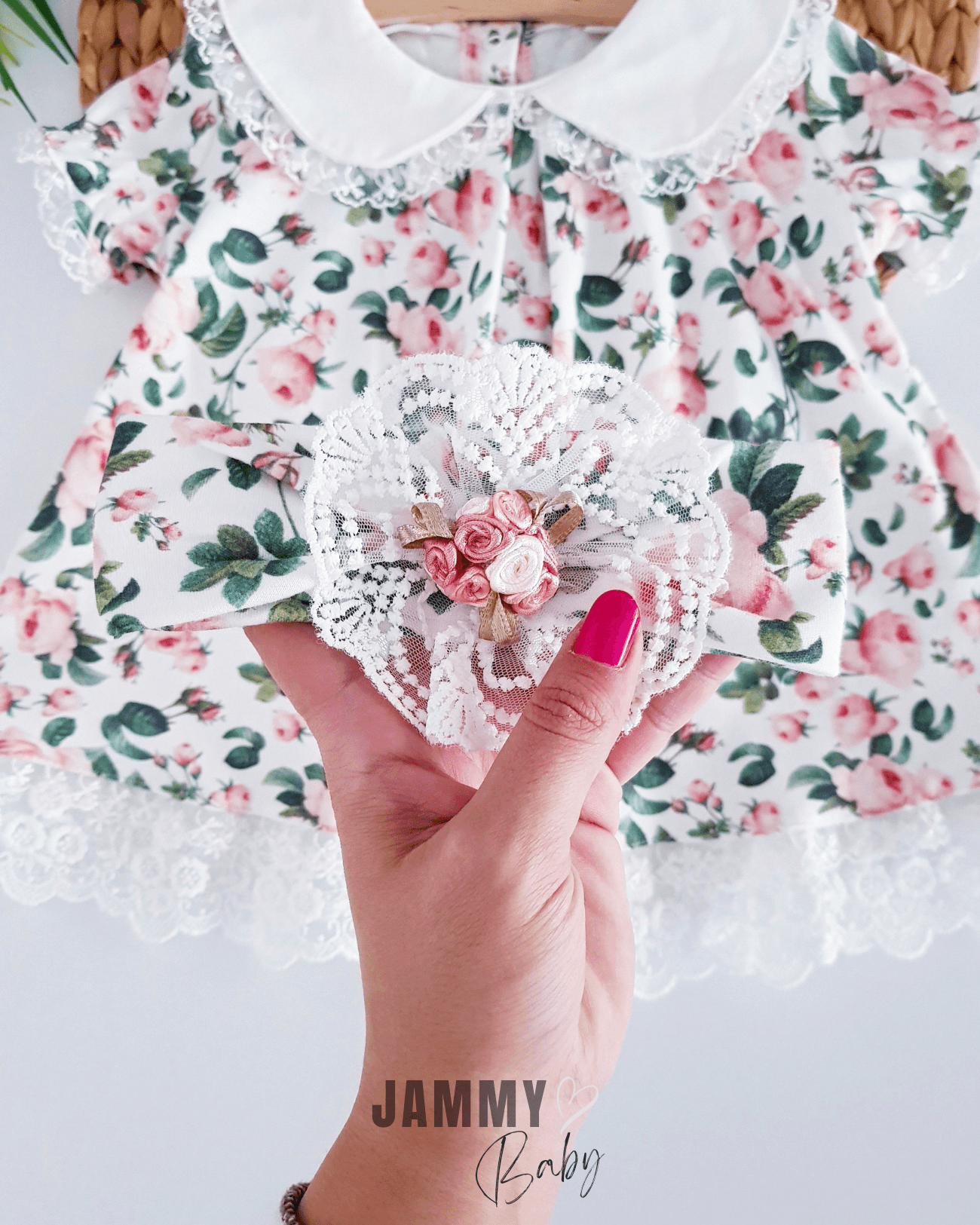 Rose Baskılı Bandanalı Külotlu Elbise Set-RENKLİ
