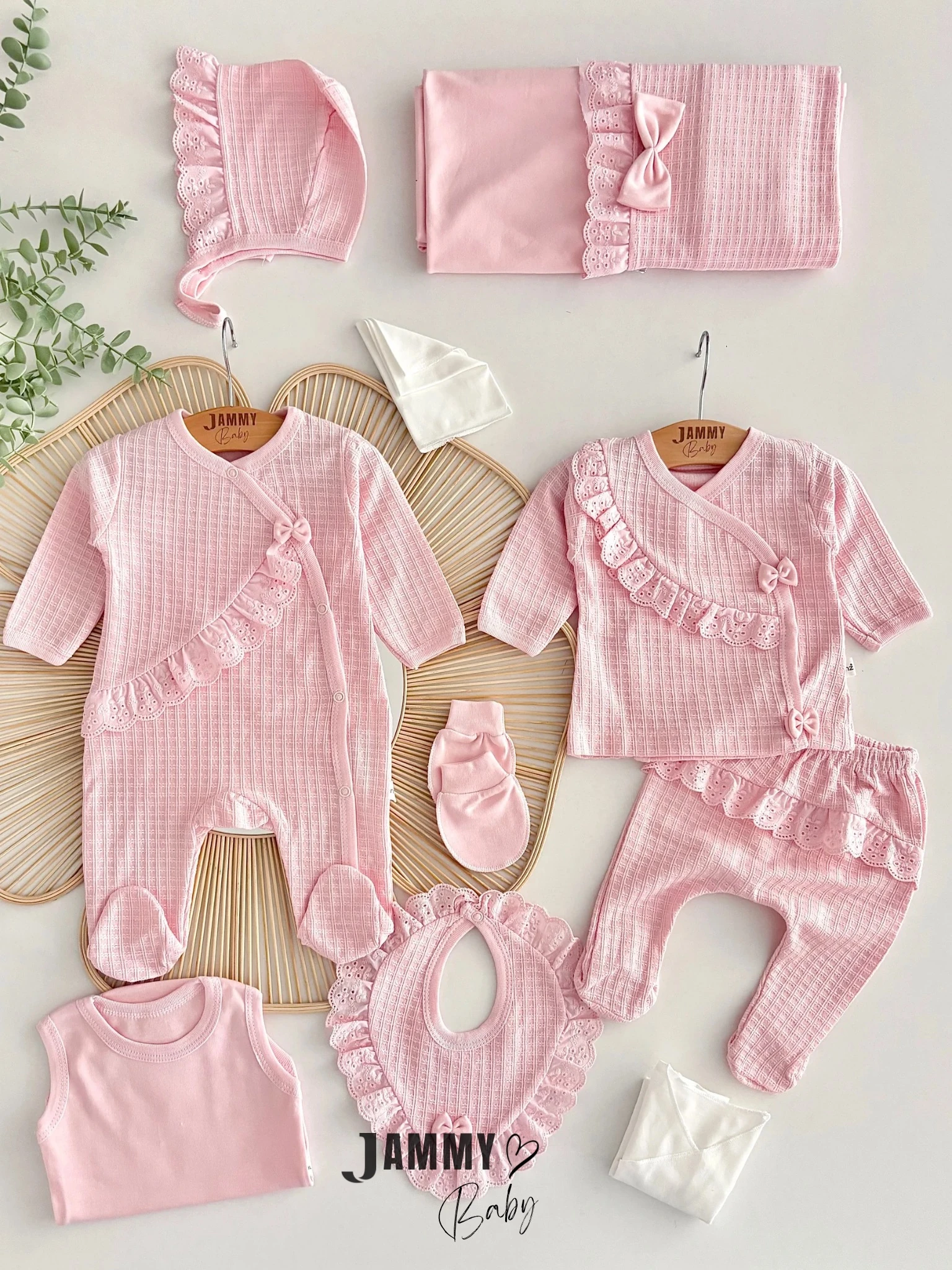 Mathilda Petek Dokuma 10 Parça Yenidoğan Set-PEMBE