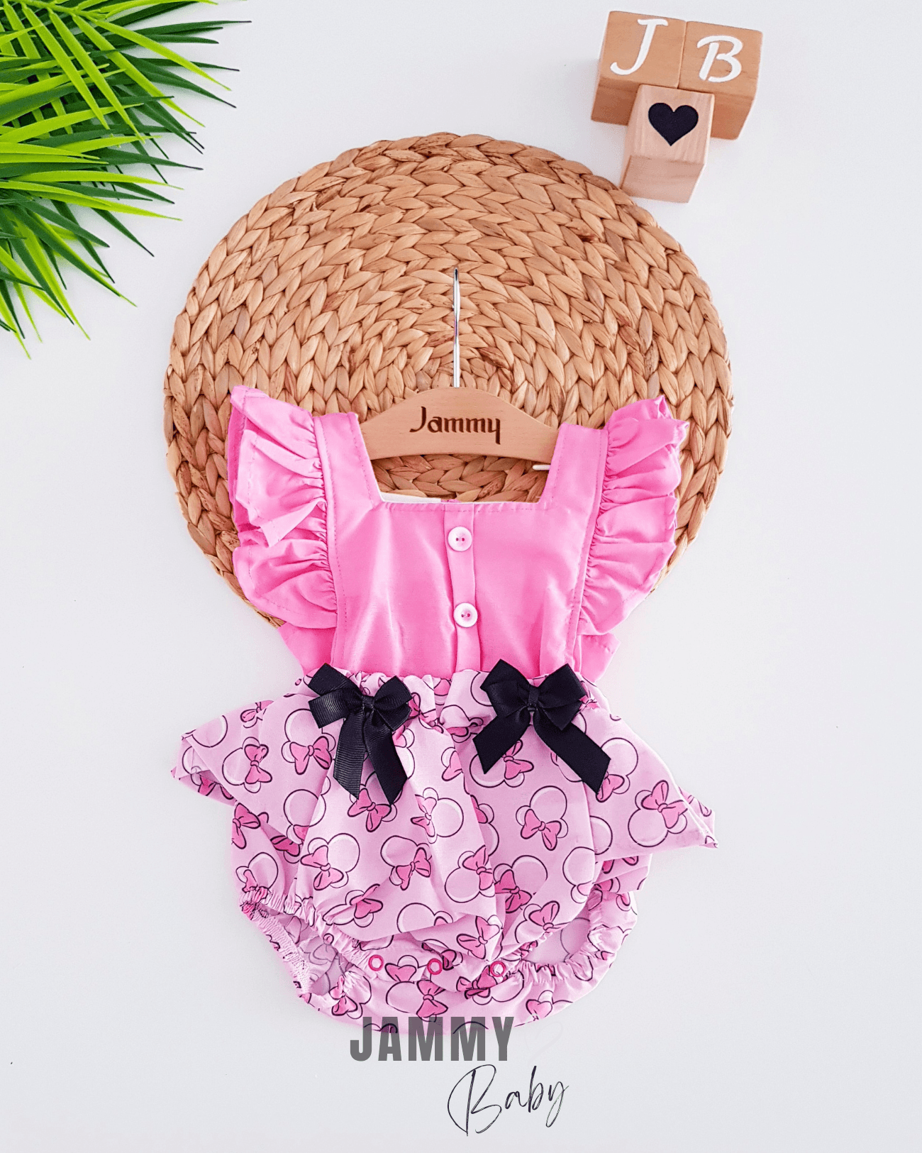 Mirabel Fiyonklu Romper-PEMBE