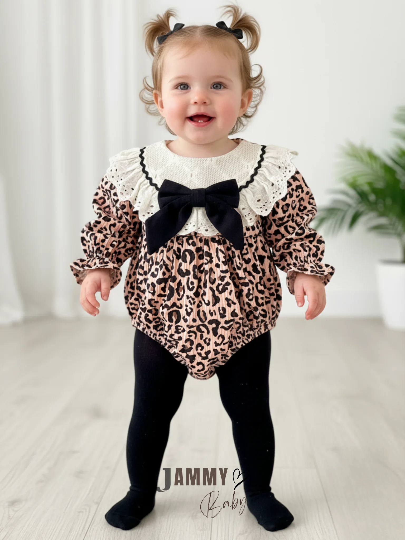 Nova Leopar Desen Yumuşak Süet Dokulu Romper Tulum-KAHVERENGİ