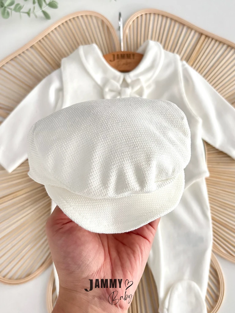 Luis Kasketli Yelekli 3'lü Tulum Set-EKRU