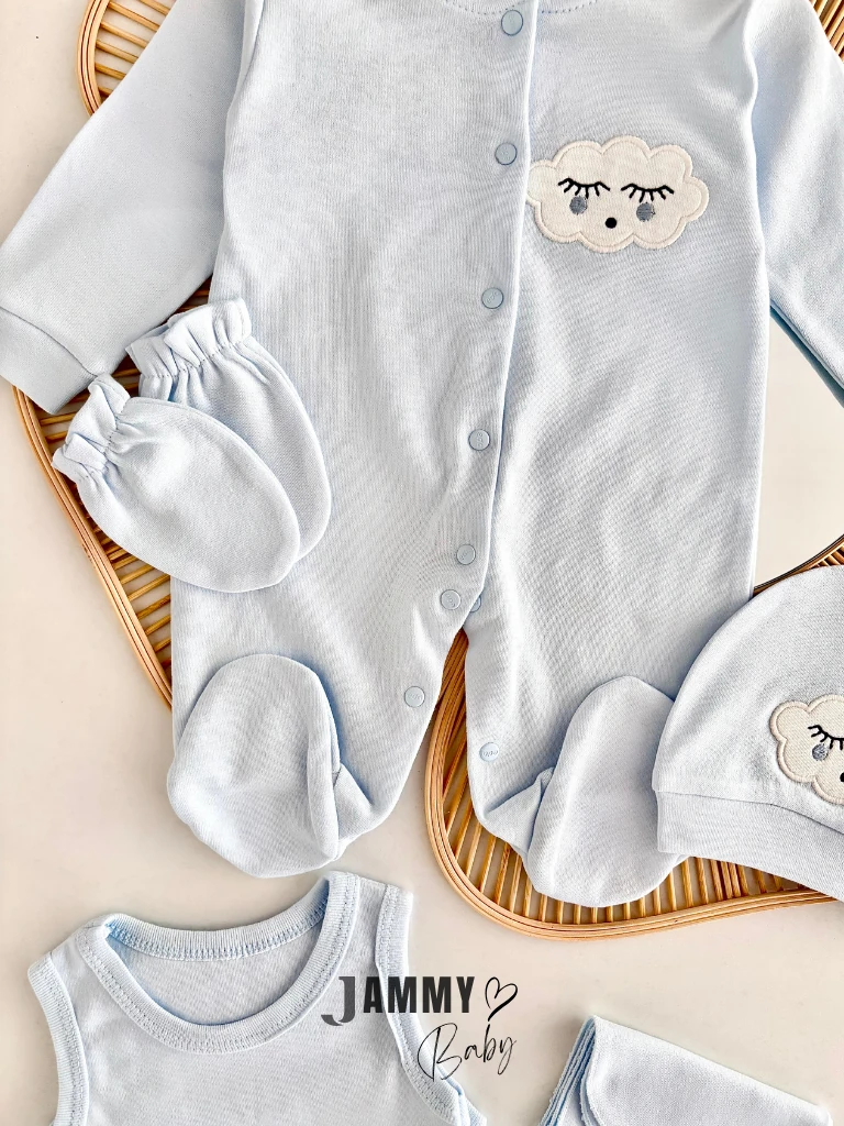 Tatlı Bulut 10 Parça Yenidoğan Hastane Çıkış Seti-MAVİ