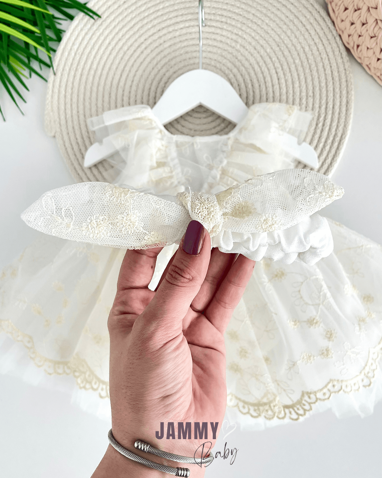 Juliet Tüllü Sırt Bağlamalı Bodysuit Elbise-KREM