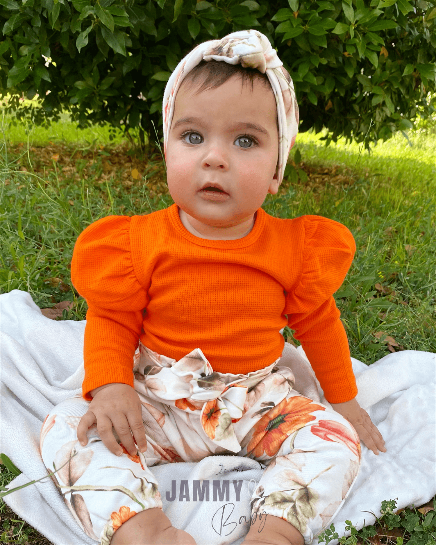 Juana Floral Design Balon Kol Takım-ORANGE
