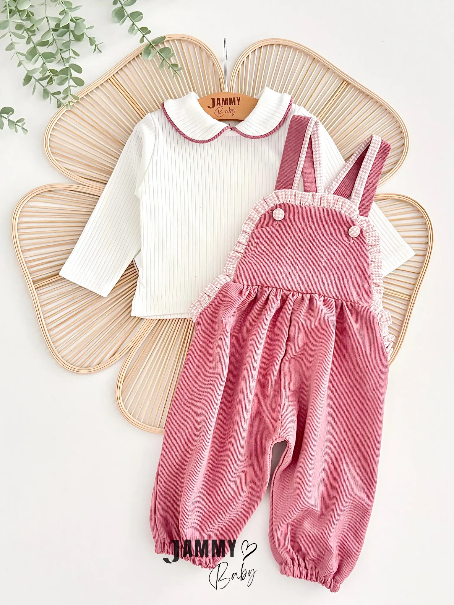 Fırfır Detaylı Kadife Salopet / Body Set-GÜL KURUSU