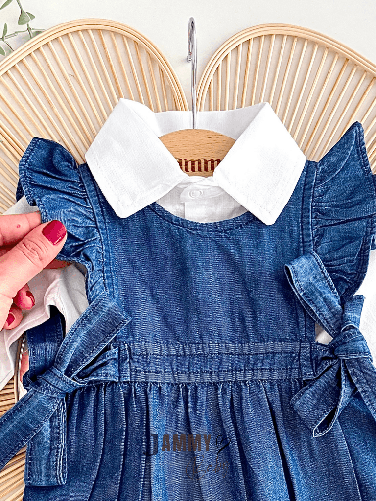 Lalisa Yandan Bağlamalı Kot Salopet / Gömlek Set-DENİM