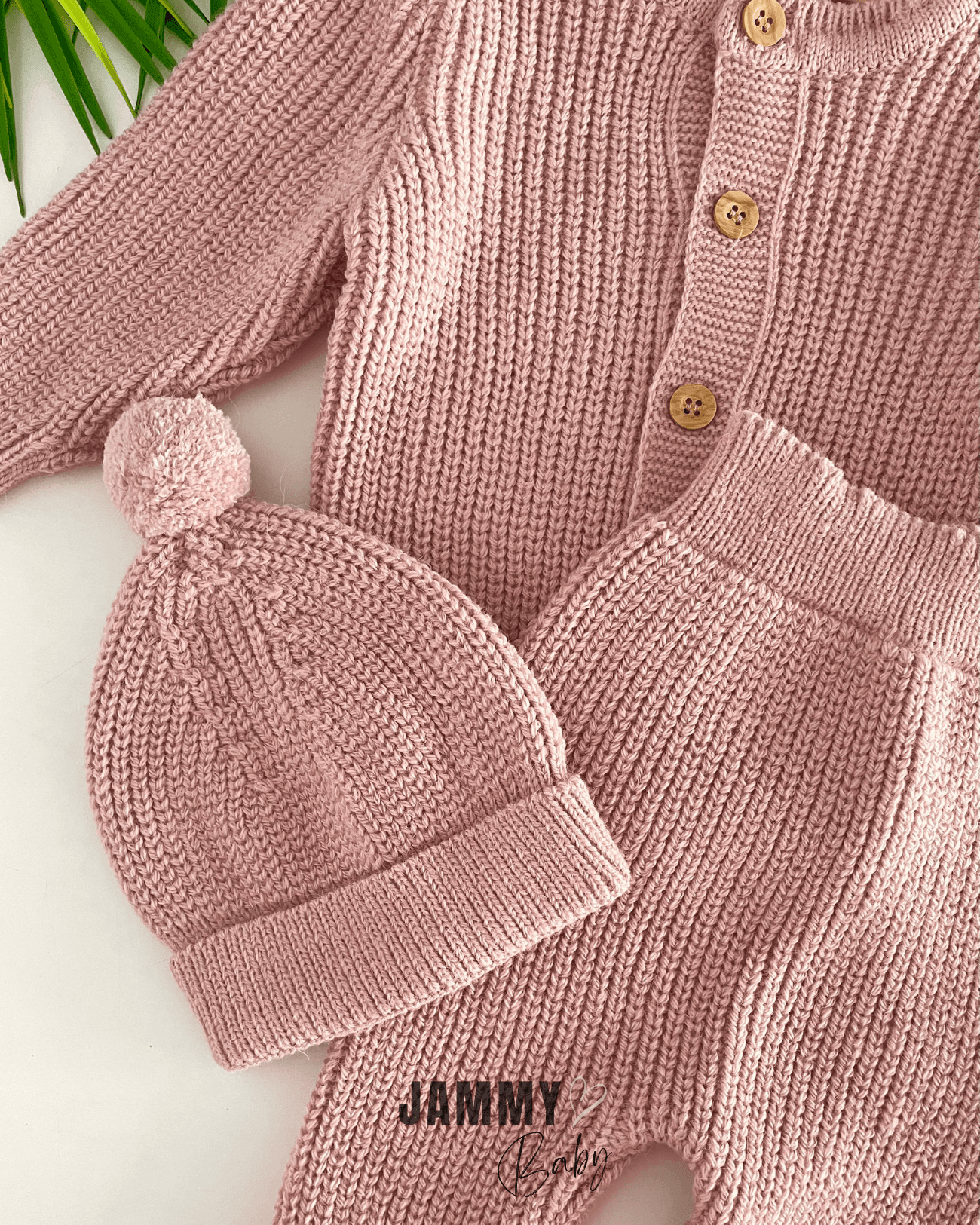 Triko Hırkalı Unisex Şapkalı Takım-GÜL KURUSU