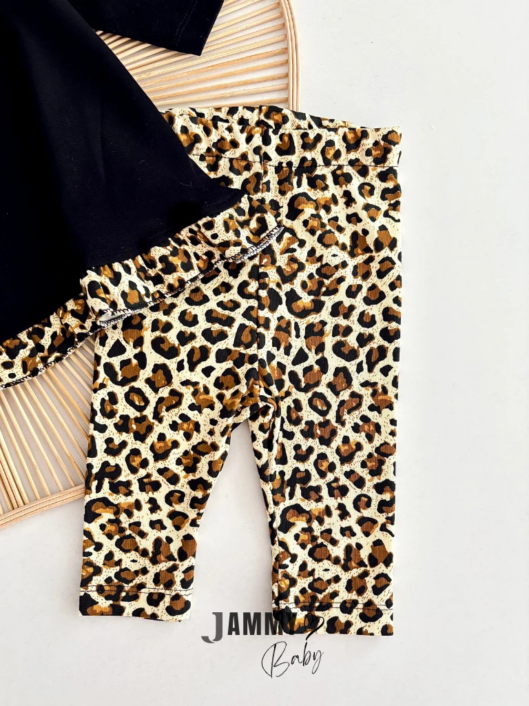 Eliza Leopard Pofuduk Bandanalı Takım-SİYAH