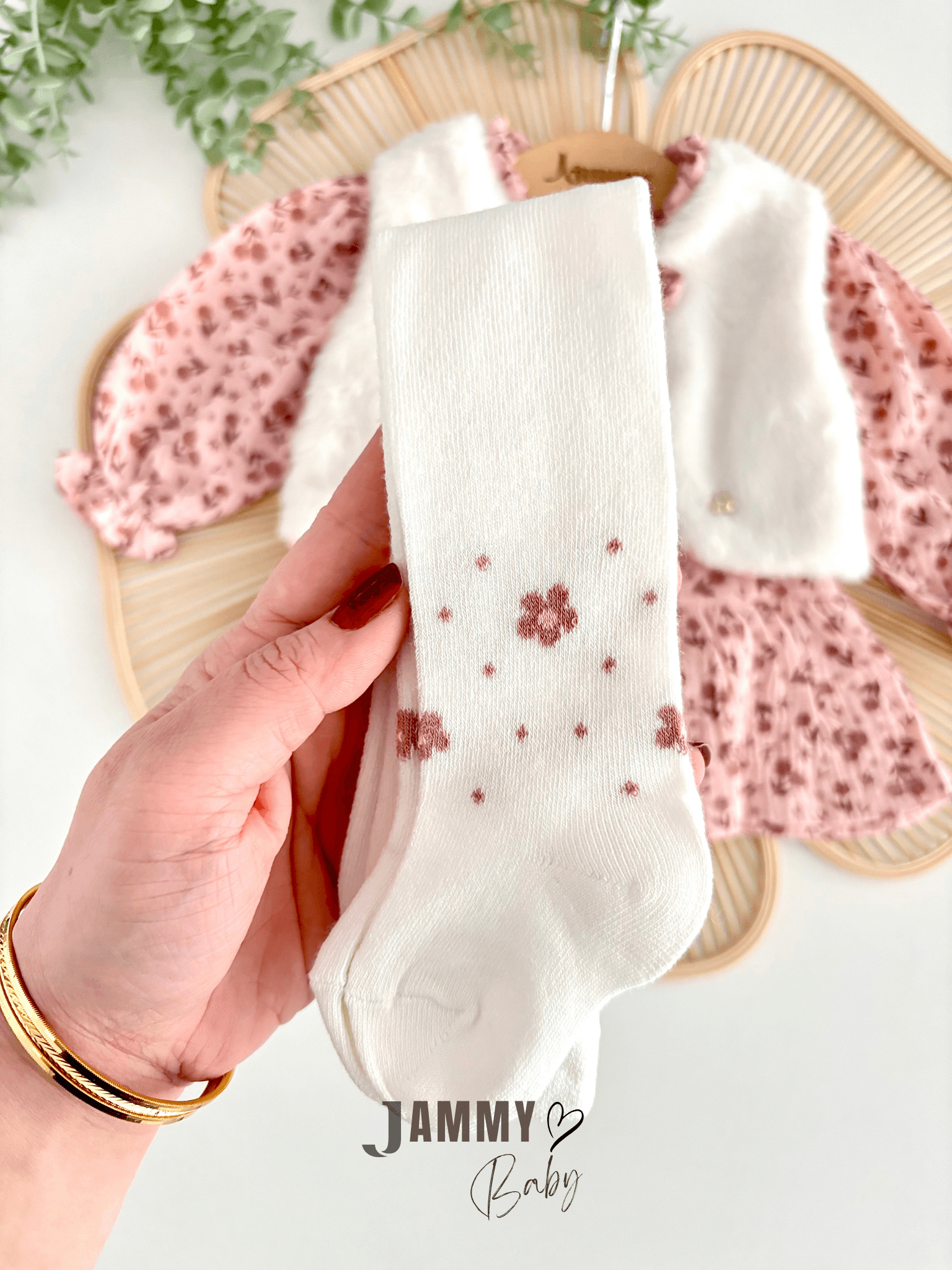 Çıtır Müslin Elbise Peluş Yelekli Çoraplı 3'lü Set-GÜL KURUSU