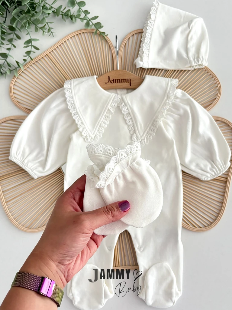 Üçgen Yaka Fisto Detaylı Şapkalı Tulum Set-EKRU