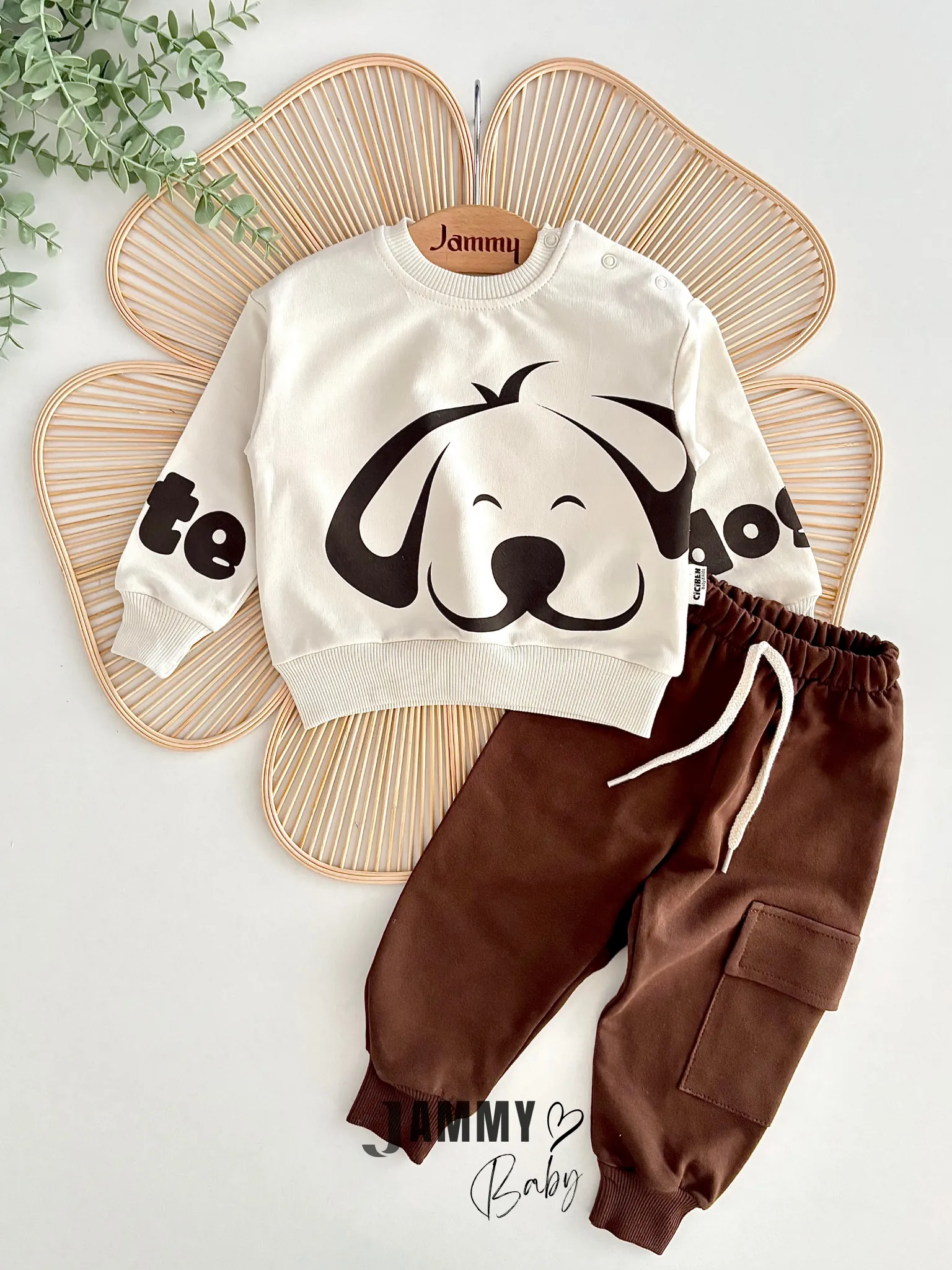 Cute Dog 2'li Mevsimlik Takım-KAHVERENGİ