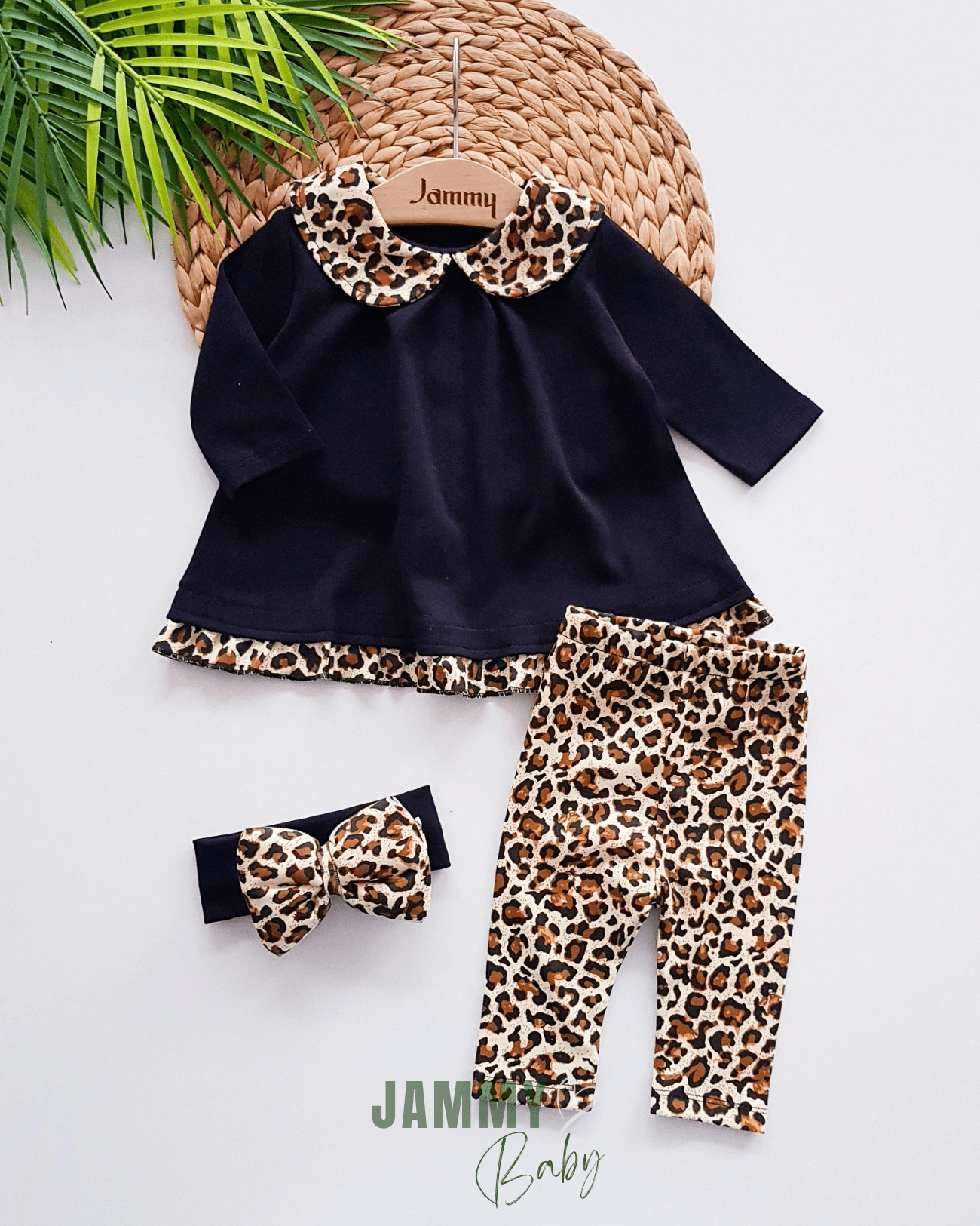 Eliza Leopard Pofuduk Bandanalı Takım-SİYAH