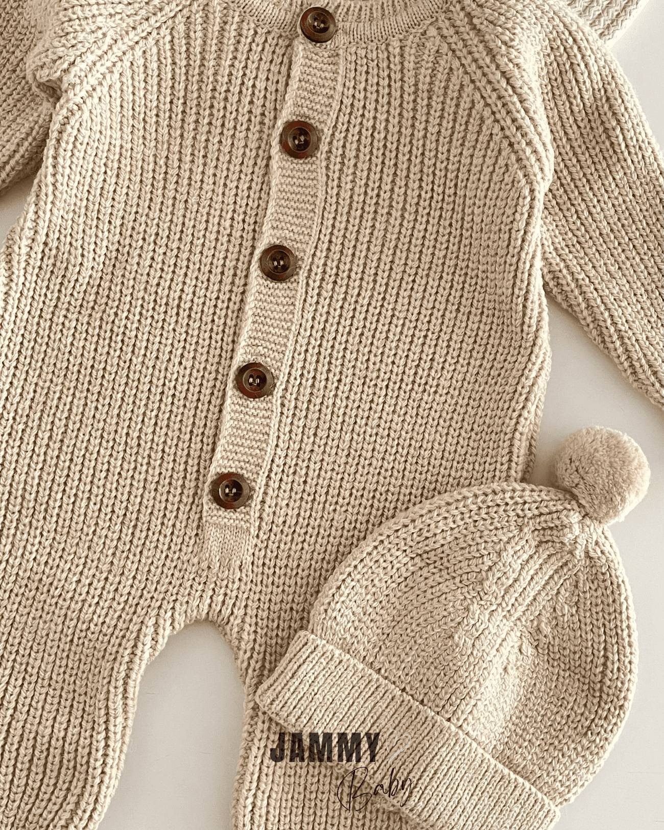 Triko Unisex Şapkalı Tulum Set-BEJ