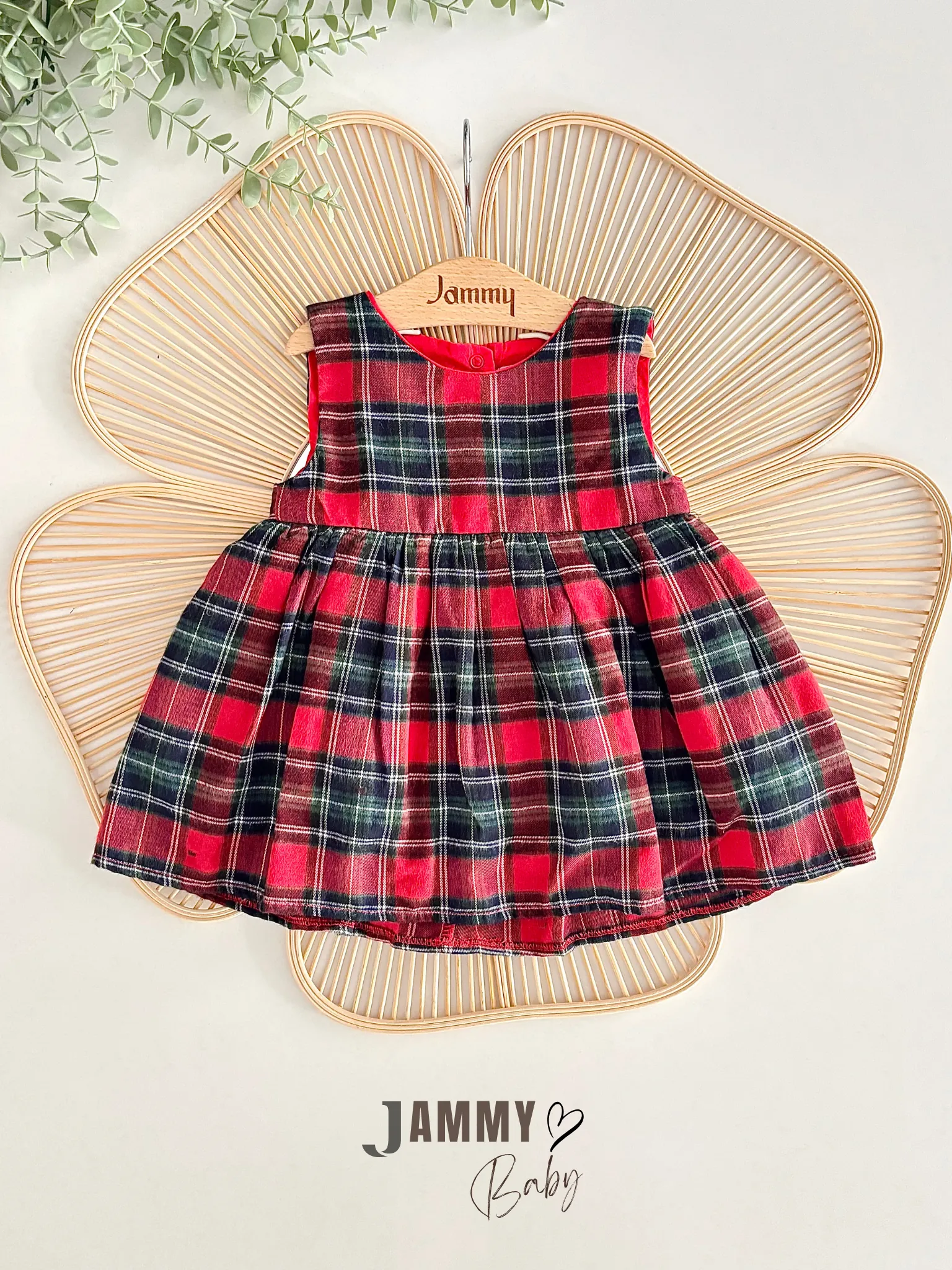 Carla Peluş Hırkalı Ekoseli Askılı Elbise Set-KIRMIZI