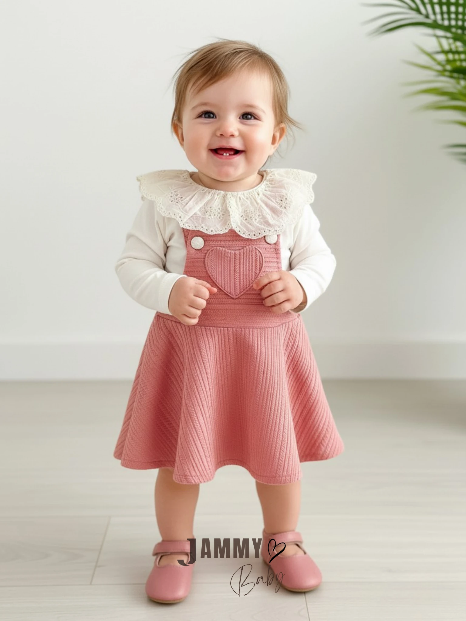 Hearts Salopet / Body Set-PEMBE