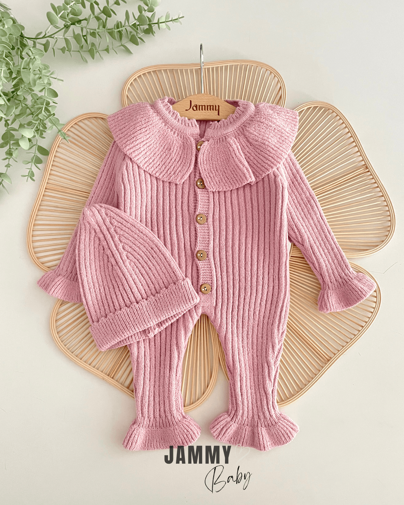 Maya Fırfırlı Şapkalı Triko Tulum Set-SOFT LİLA