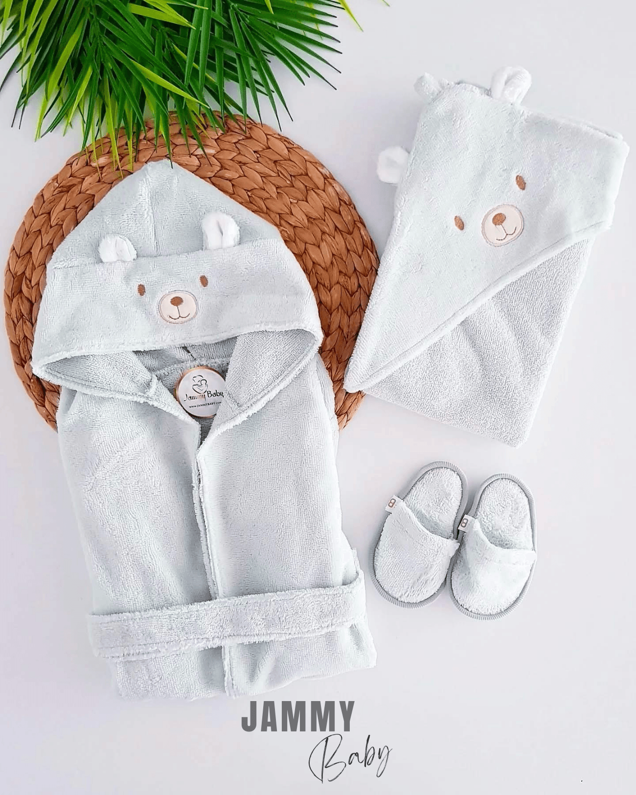 Cute Bear 3 Parça Bornoz Set-YEŞİL