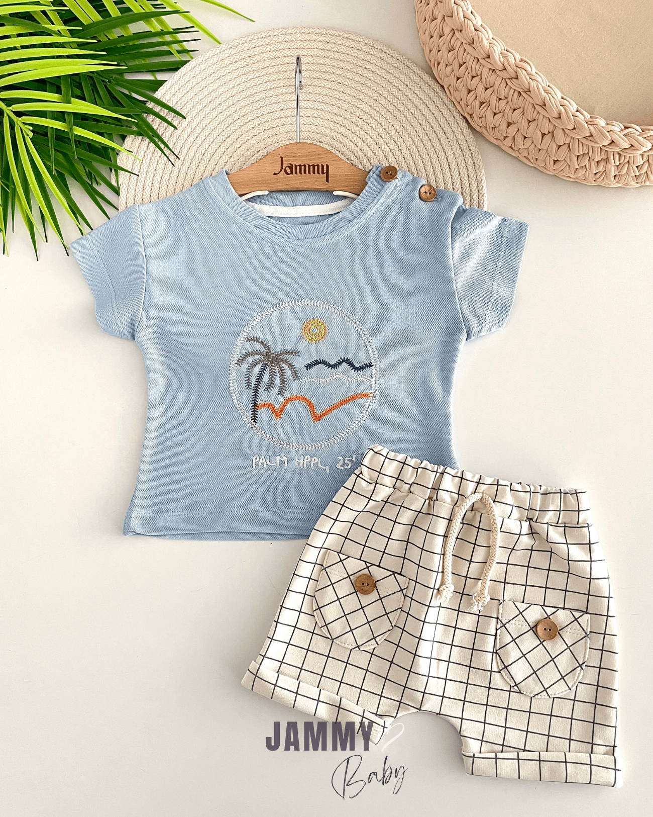 Palm Lacoste Tişört / Şort Takım -MAVİ
