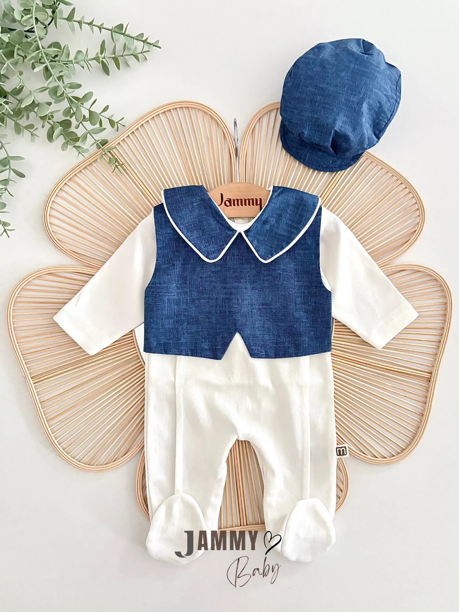 Rodney Flat Şapkalı Önlük Detaylı Tulum Set-İNDİGO