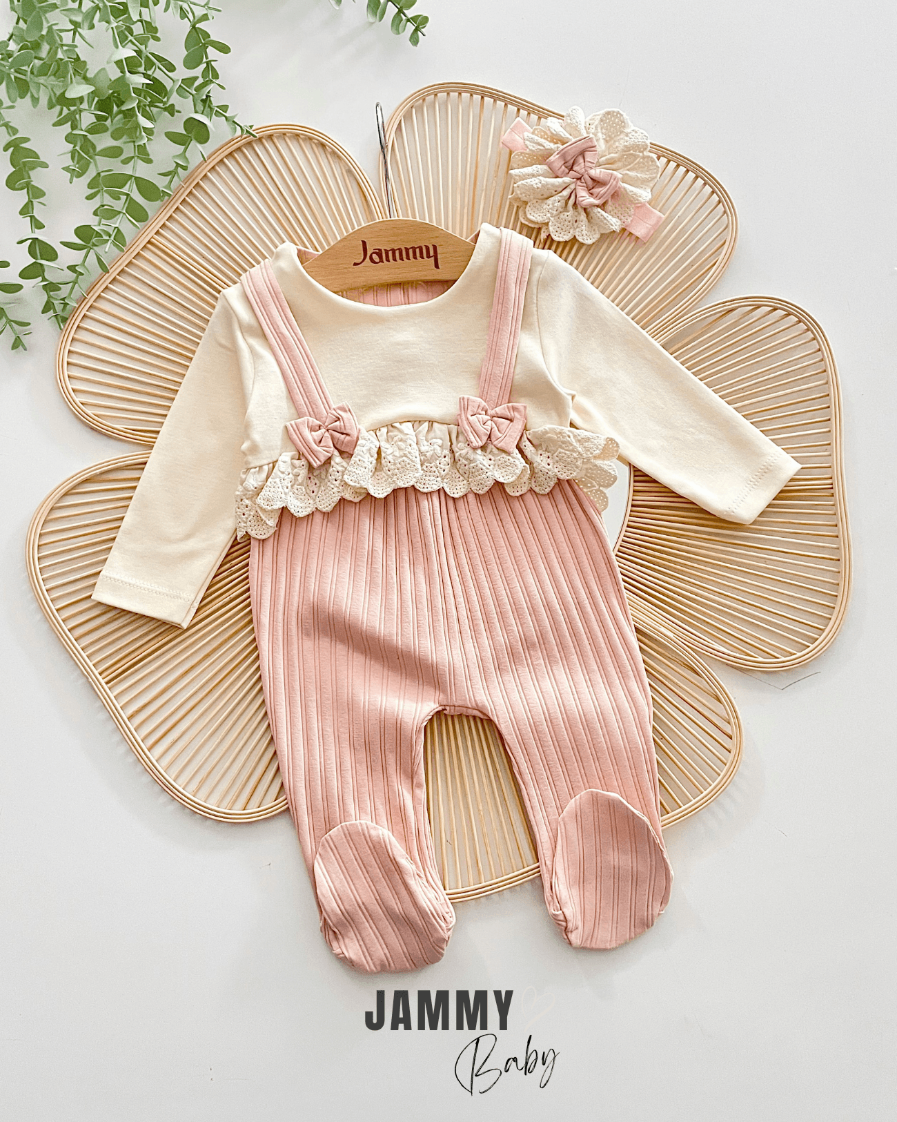 Moneqlia Kaşkorse Bandanalı Tulum Set-PUDRA