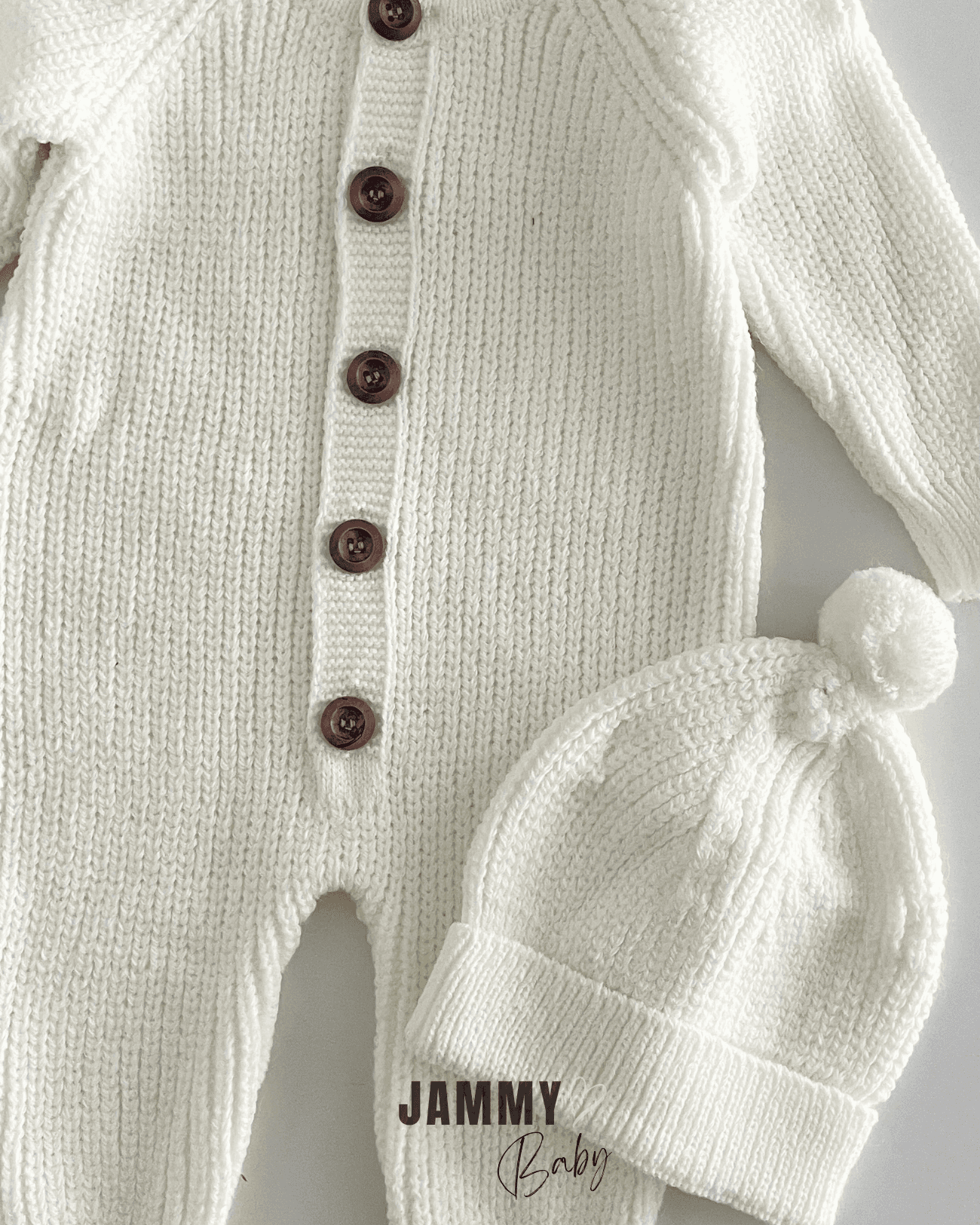 Triko Unisex Şapkalı Tulum Set-KREM