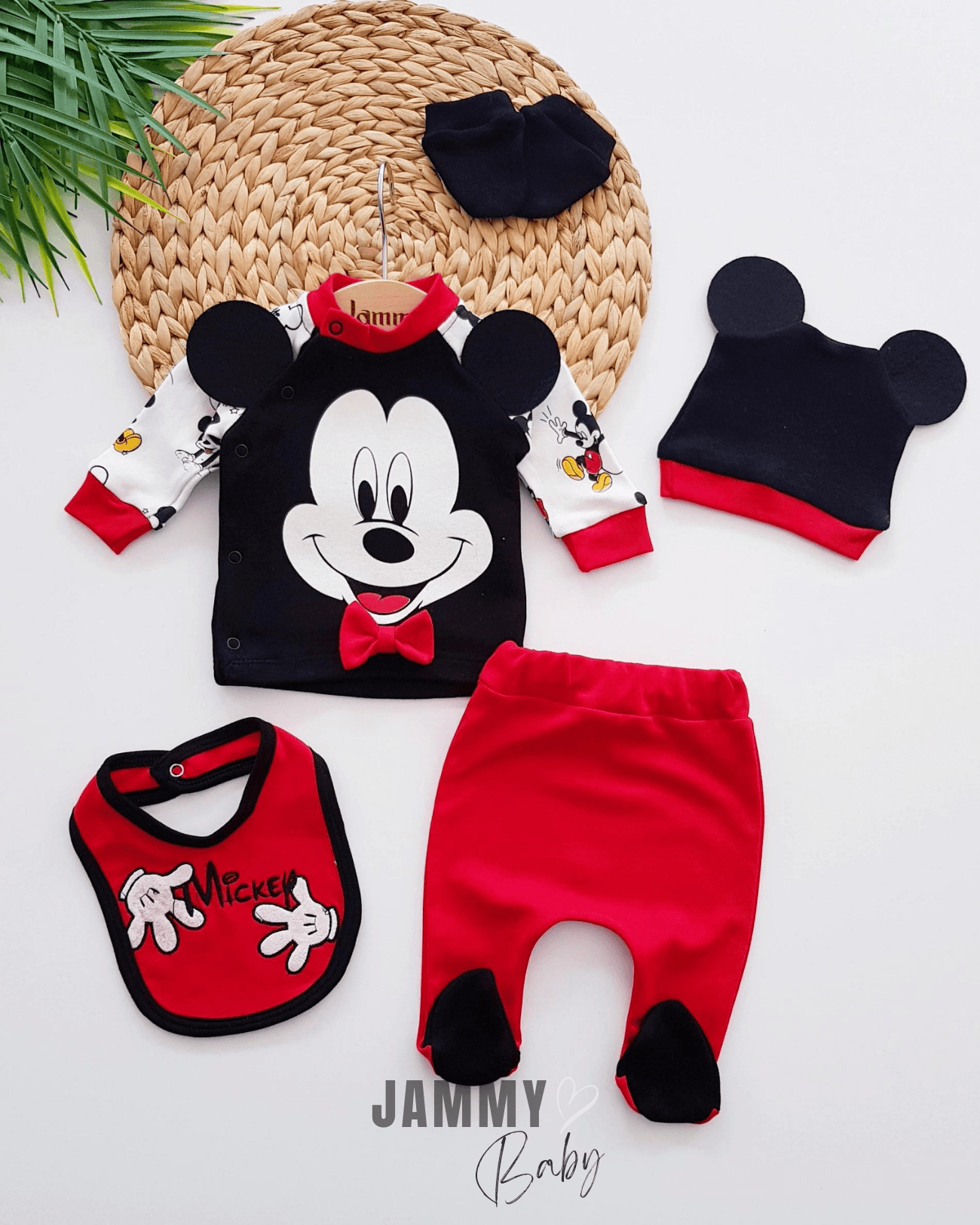 Mickey Temalı 5 Parça Yenidoğan Set-KIRMIZI