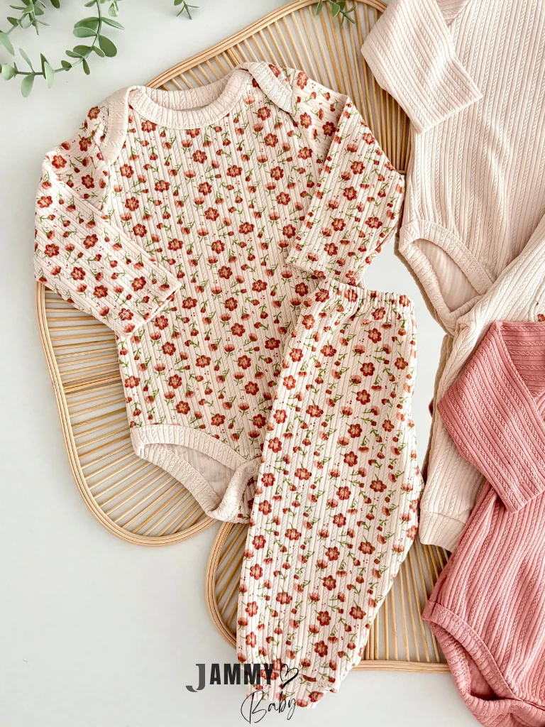 Favorite Jakarlı 3 Body / 3 Pantolon Takım-GÜL KURUSU