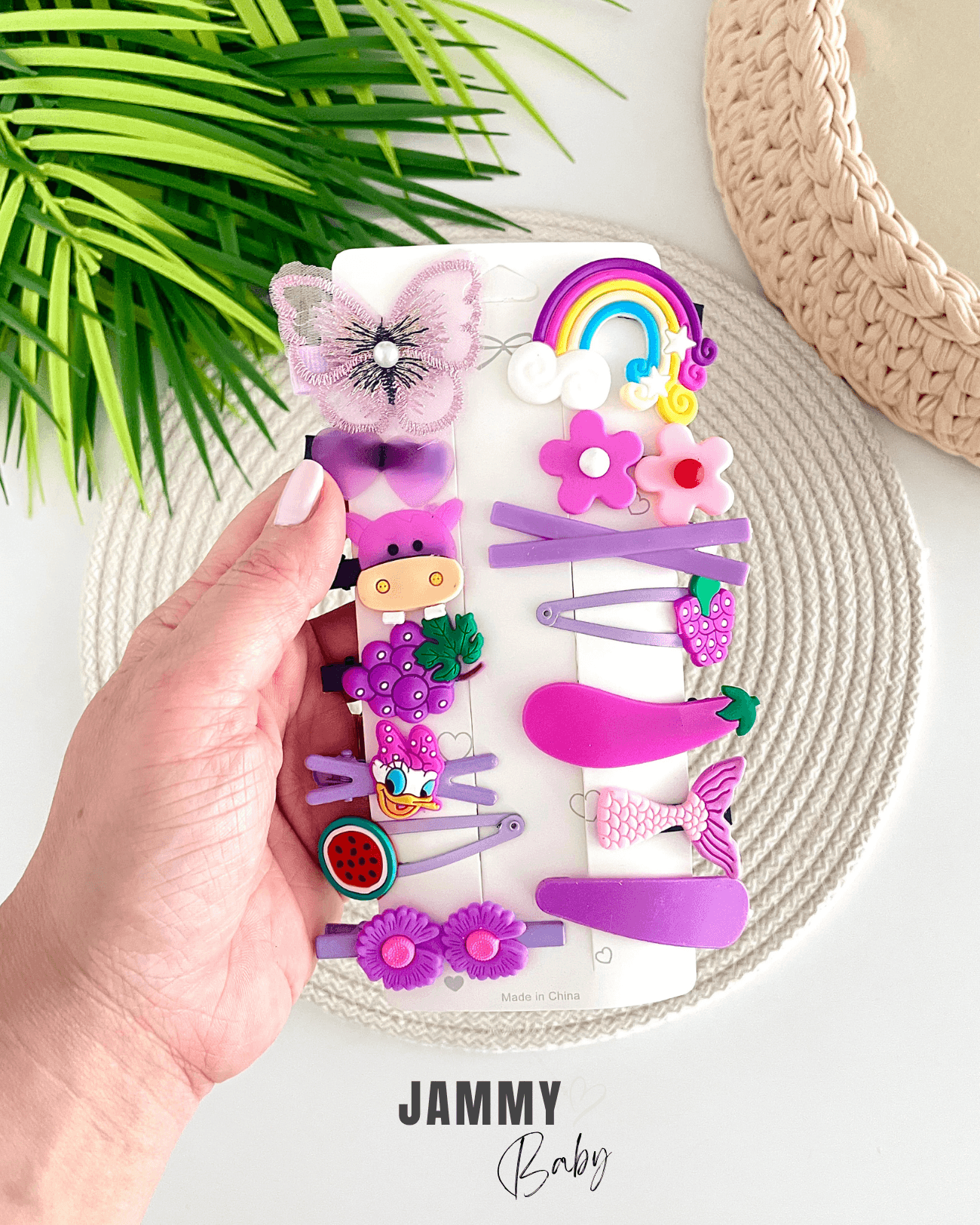Butterfly 14'lü Karışık Toka Set-LİLA