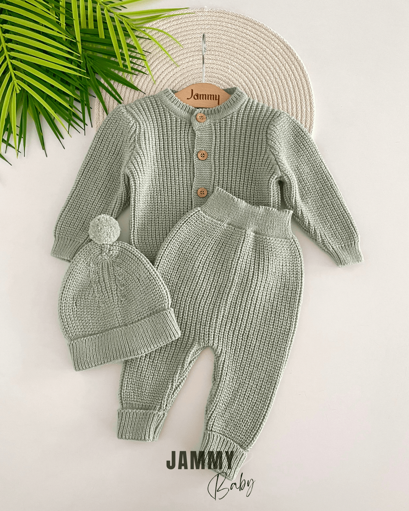 Triko Hırkalı Unisex Şapkalı Takım-ÇAĞLA YEŞİLİ