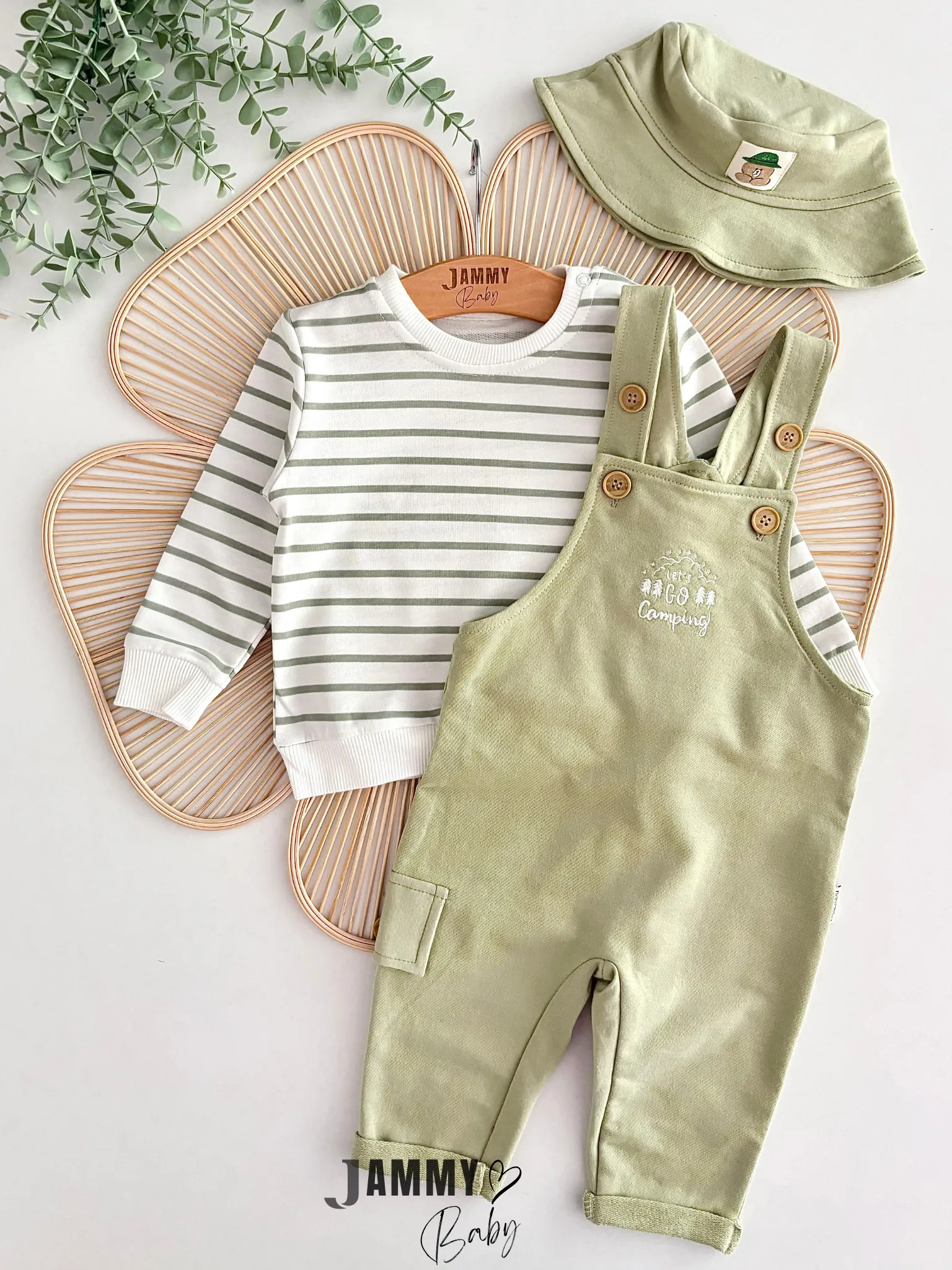 Lets Go Camping Salopet / Body Şapka Set-YEŞİL