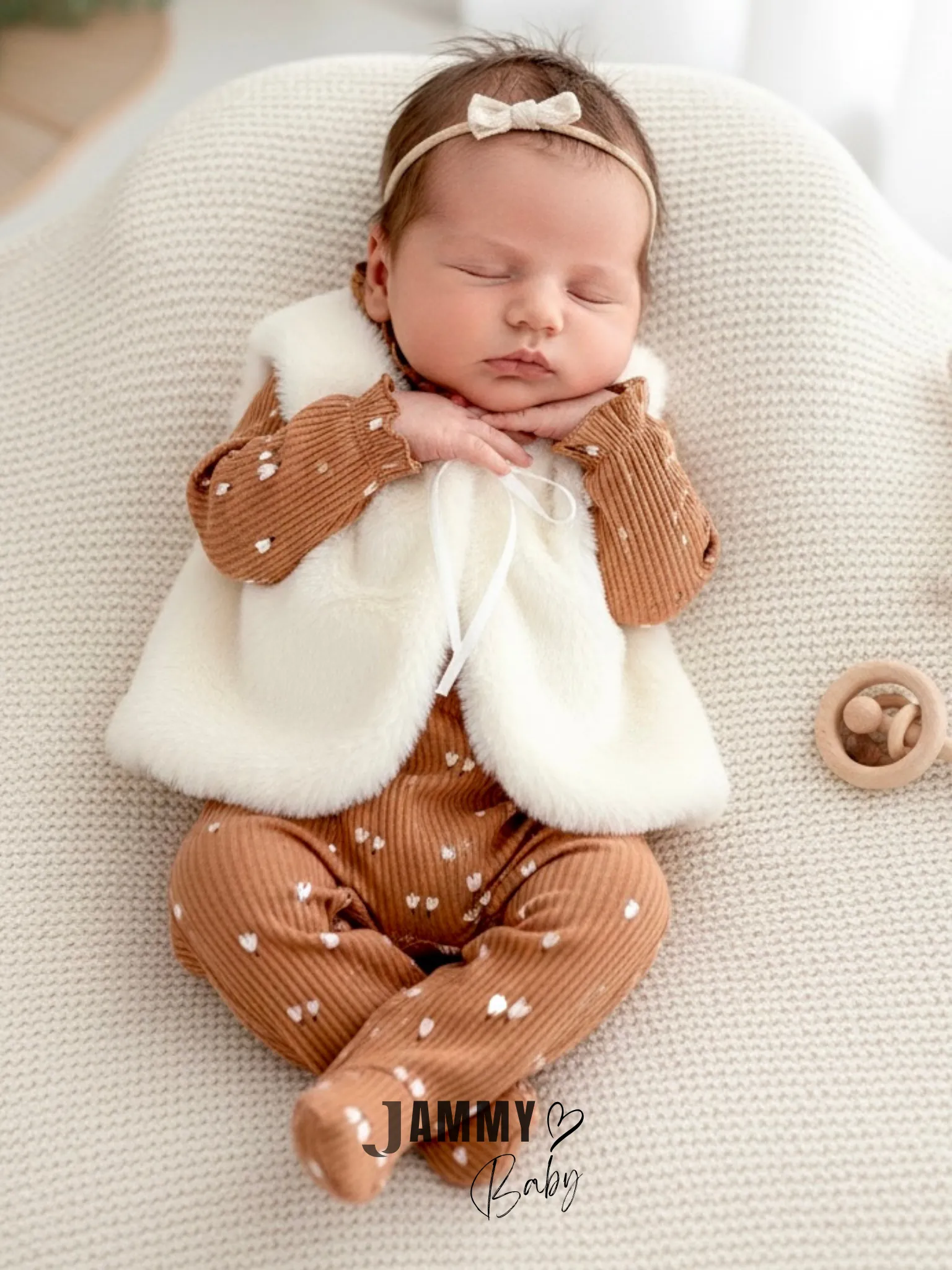 Lale Desenli Dik Yaka Kaşkorse Tulum / Peluş Yelek-KAHVERENGİ