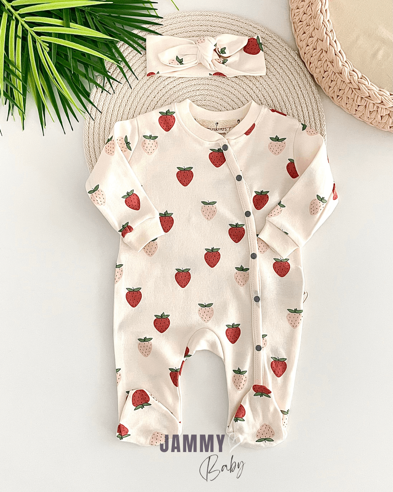 Çilek Temalı Bandanalı Tulum Set-KEMİK