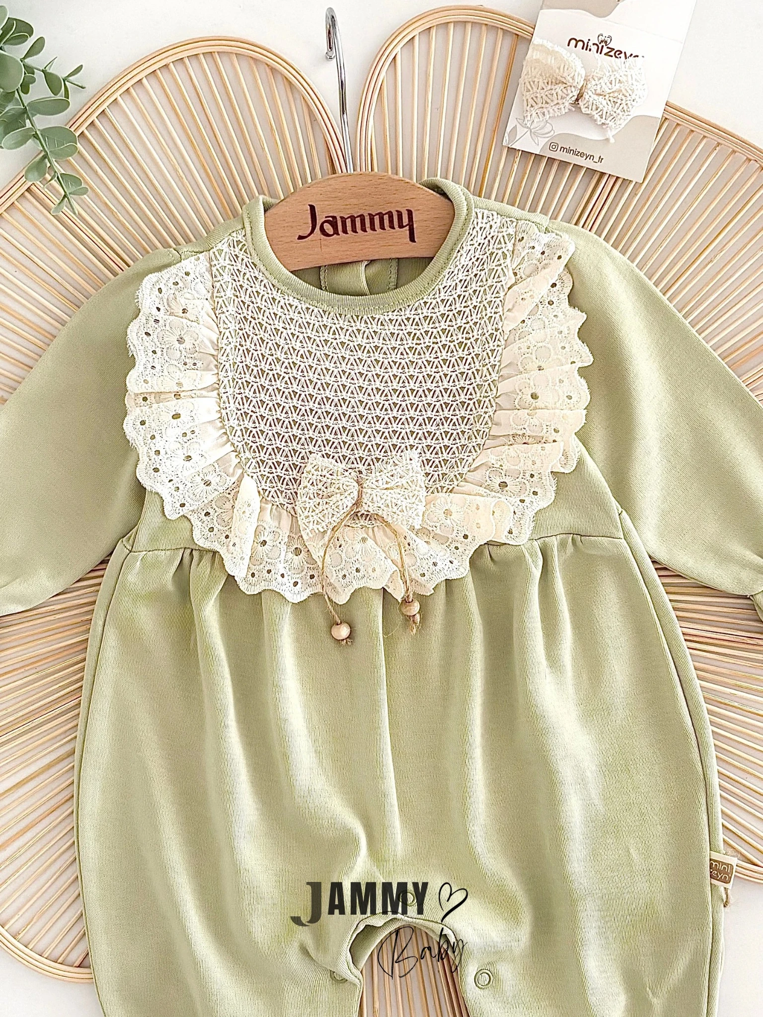 Amelia Tokalı Dantel Roba Detaylı Tulum Set-ÇAĞLA YEŞİLİ