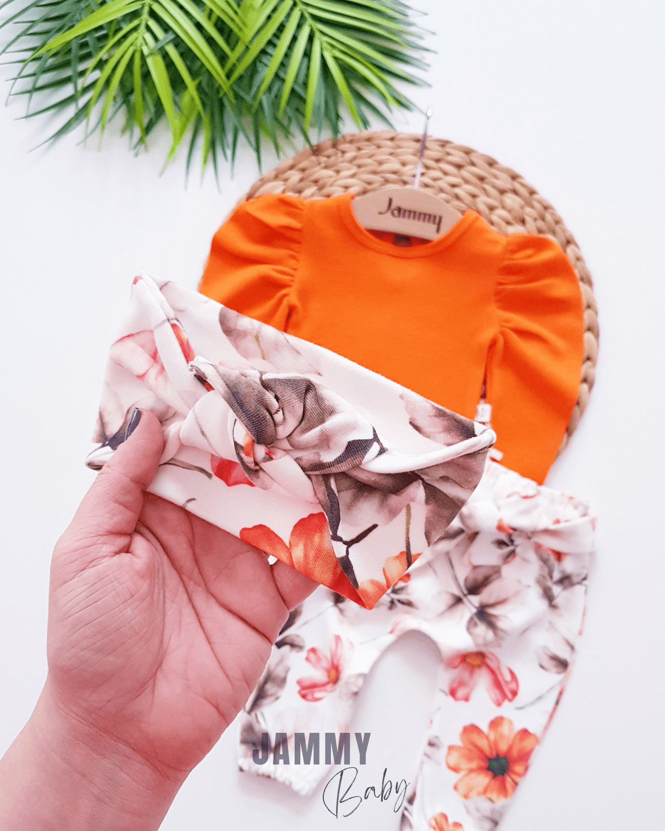 Juana Floral Design Balon Kol Takım-ORANGE