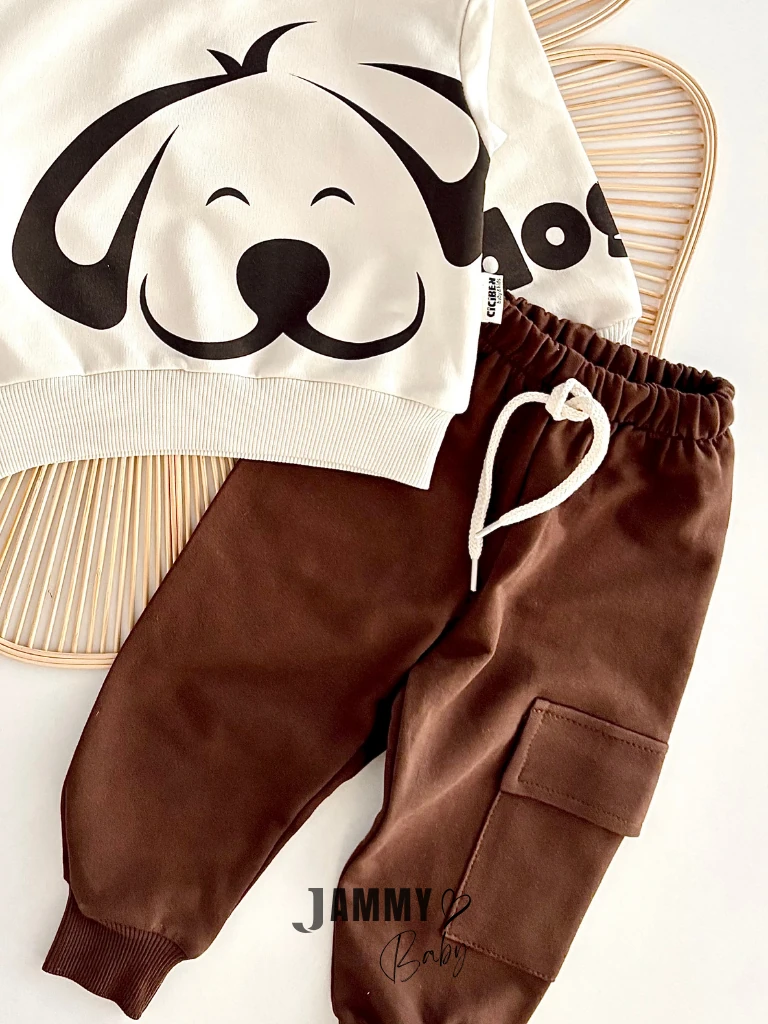 Cute Dog 2'li Mevsimlik Takım-KAHVERENGİ