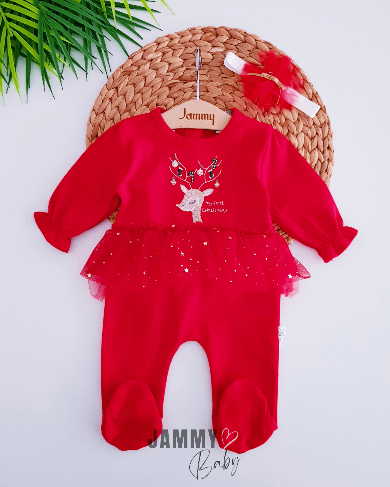 New Christmas Tütülü Bandanalı Tulum Set-KIRMIZI