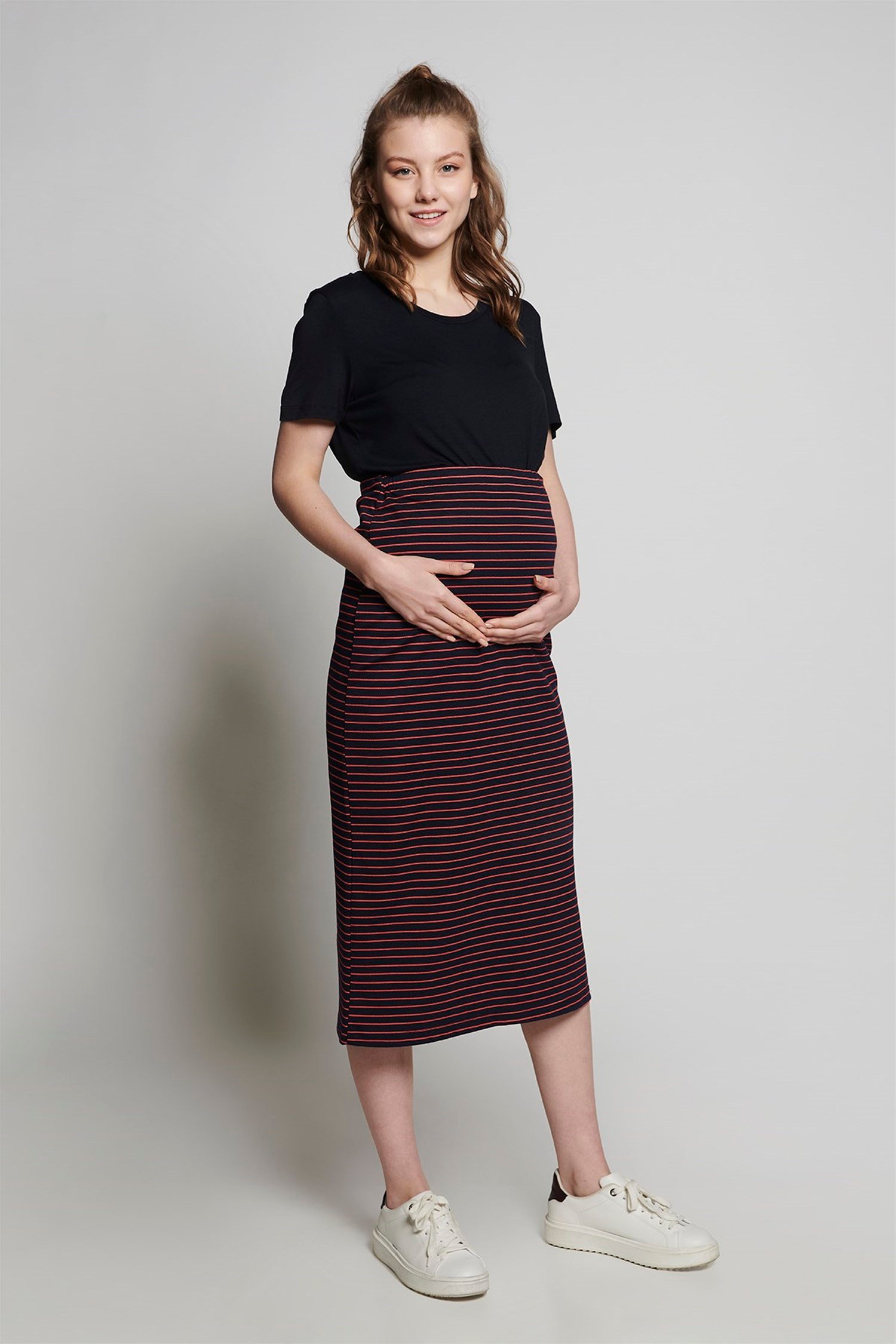 Lesley Hamile Etek - LACİVERT/KIRMIZI