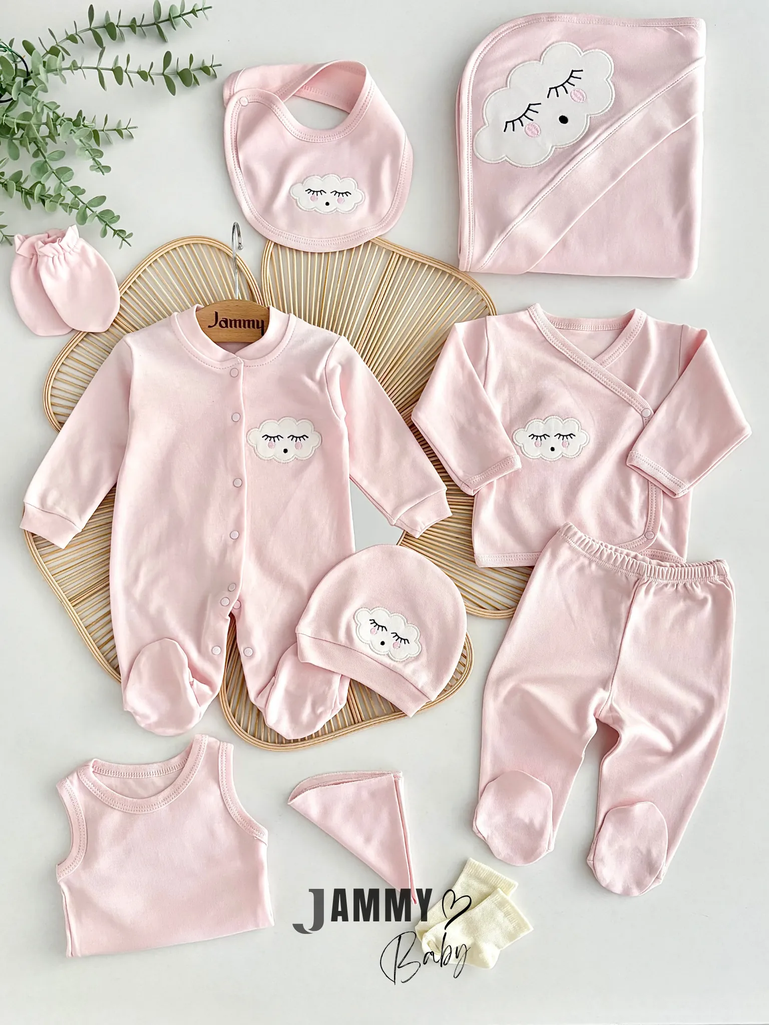 Tatlı Bulut 10 Parça Yenidoğan Hastane Çıkış Seti-PEMBE