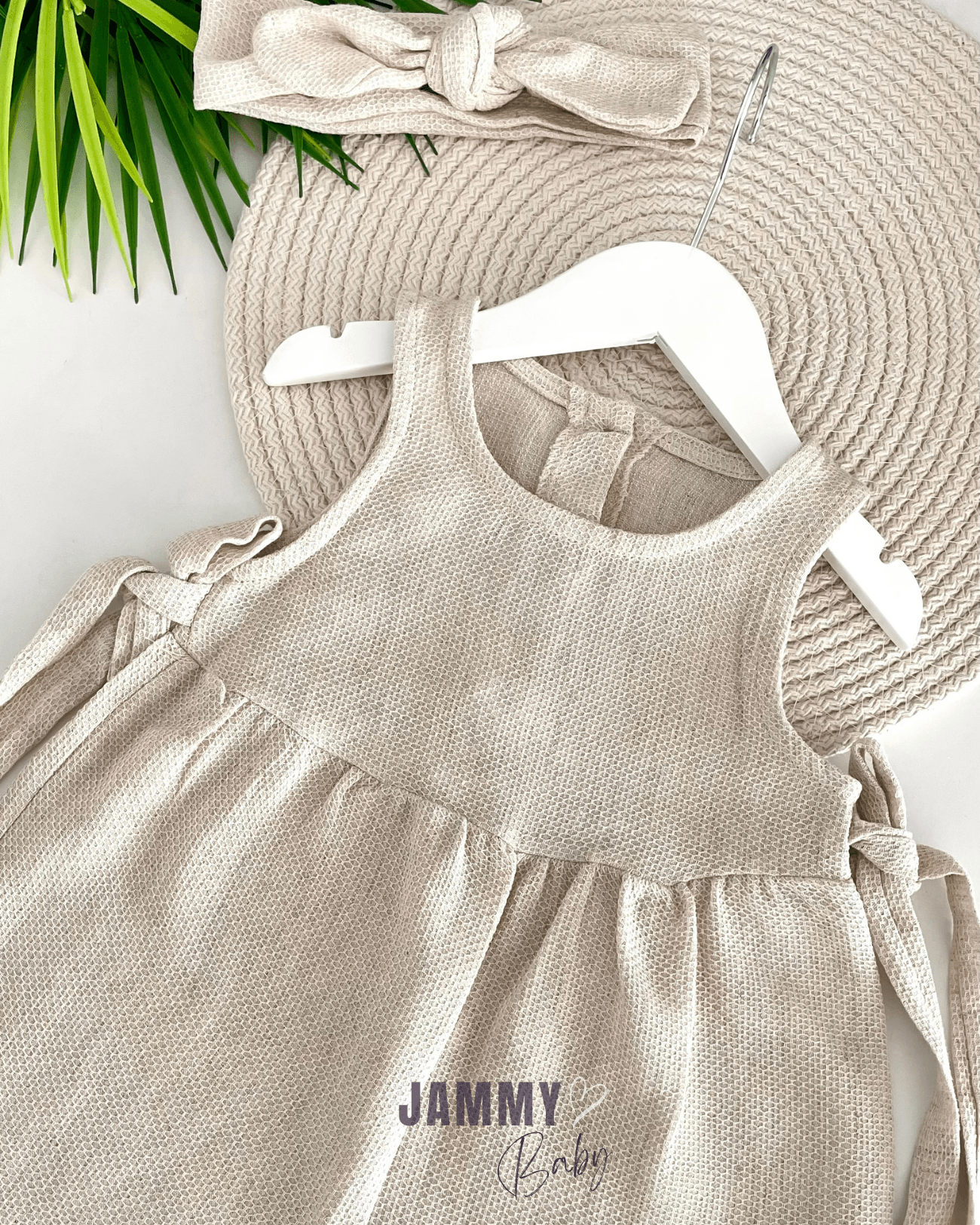 Mila Yandan Bağlamalı Tulum Set-BEJ