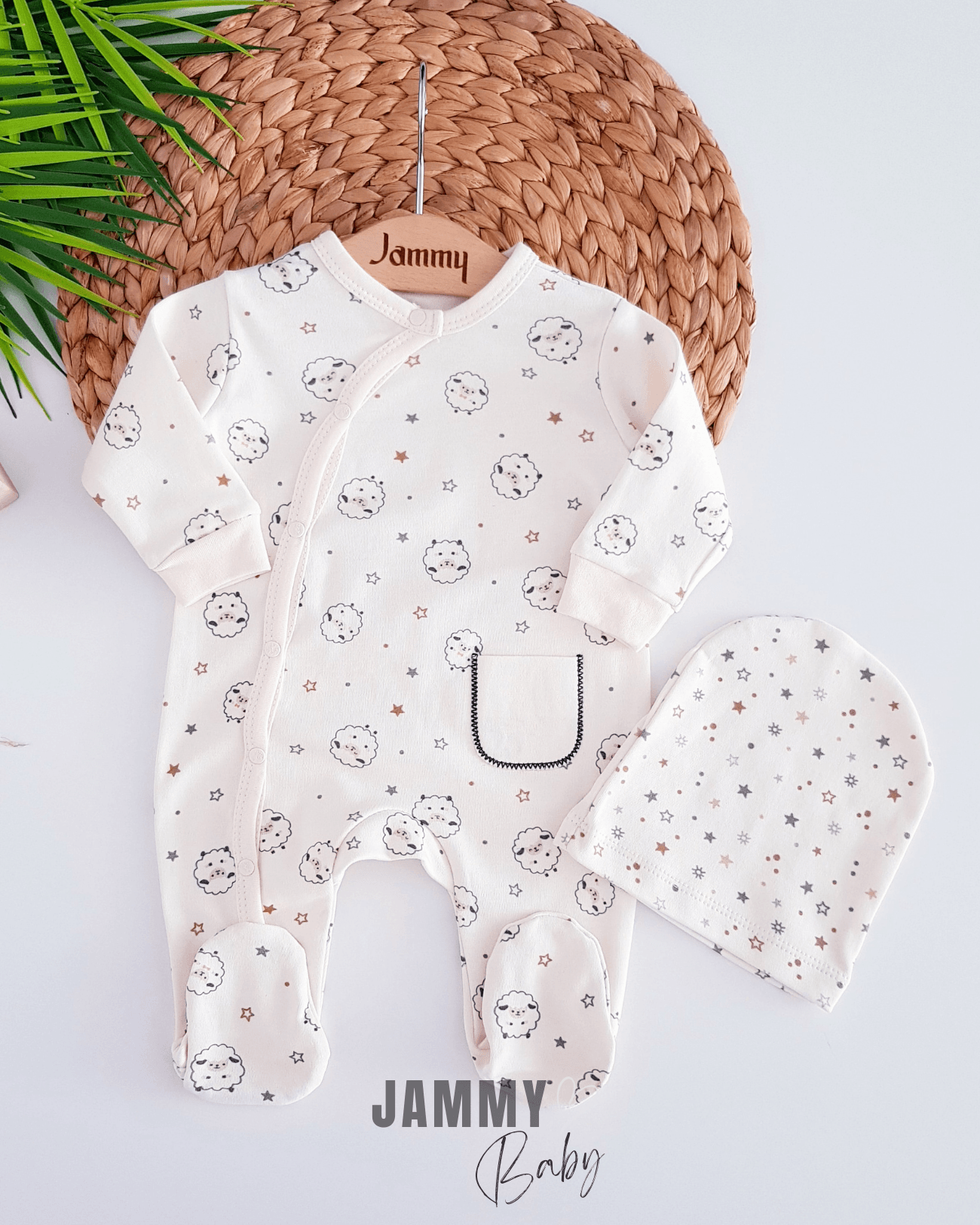 Star Lambs Şapkalı Tulum Set-KREM